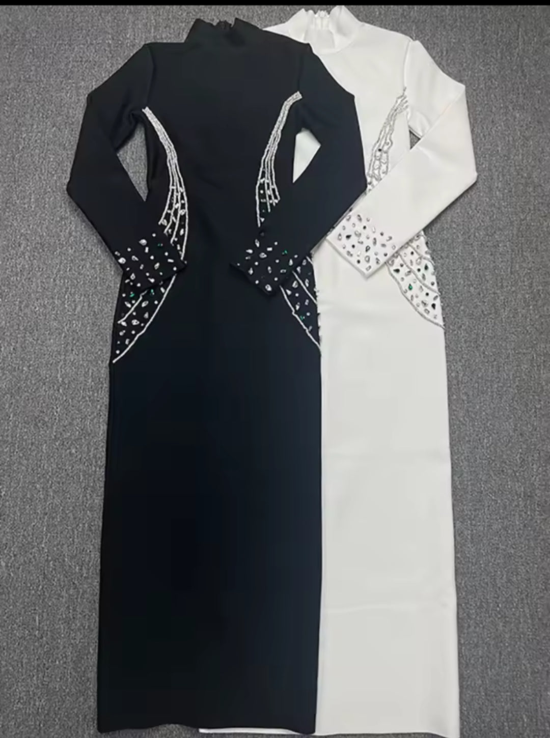 Women's Turtleneck Diamond Crystal Bandage Gown - GLITCH - BELLE