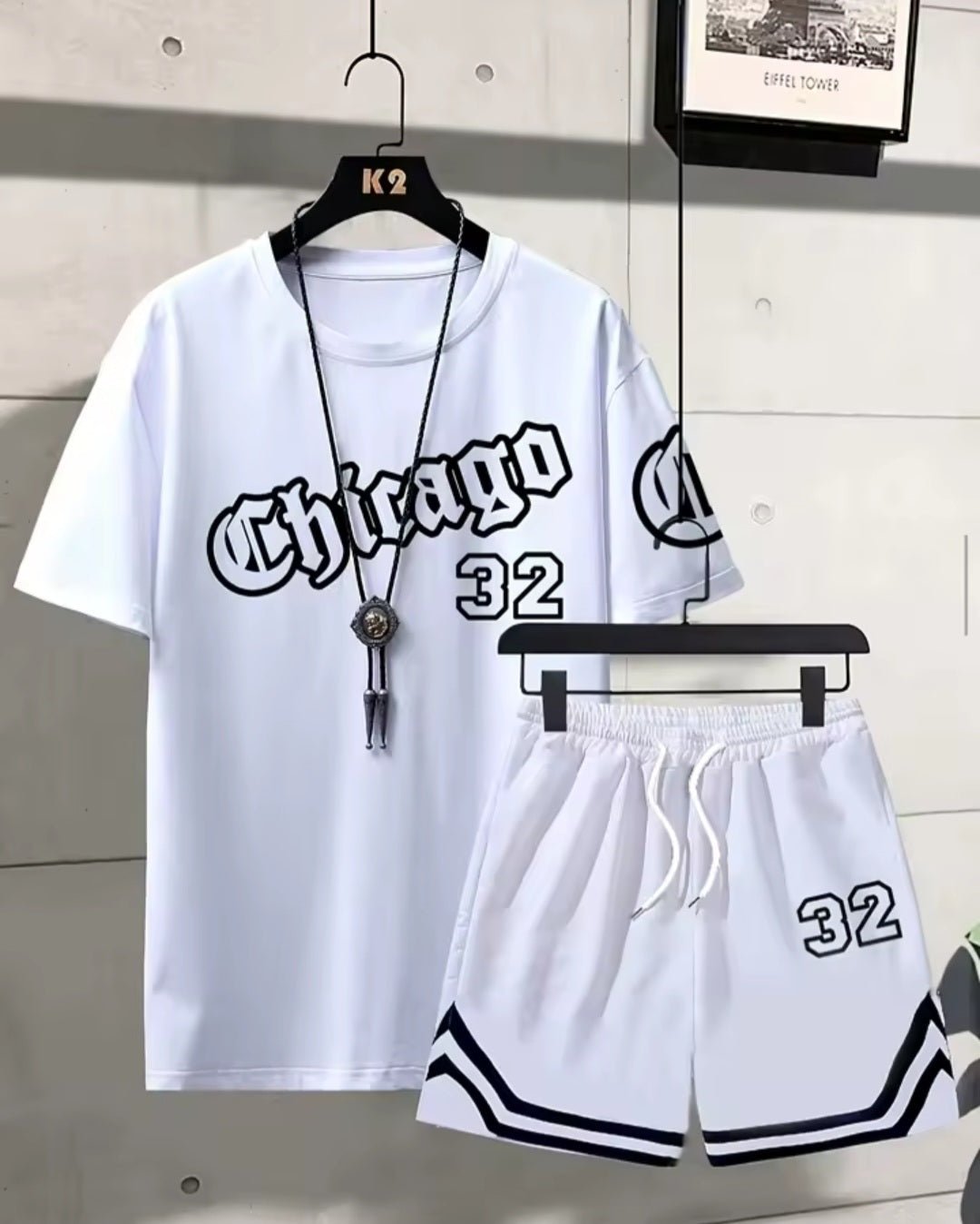 Chicago 32 Men's Relaxed Two - Piece Set – T-Shirt & Shorts - GLITCH - BELLE