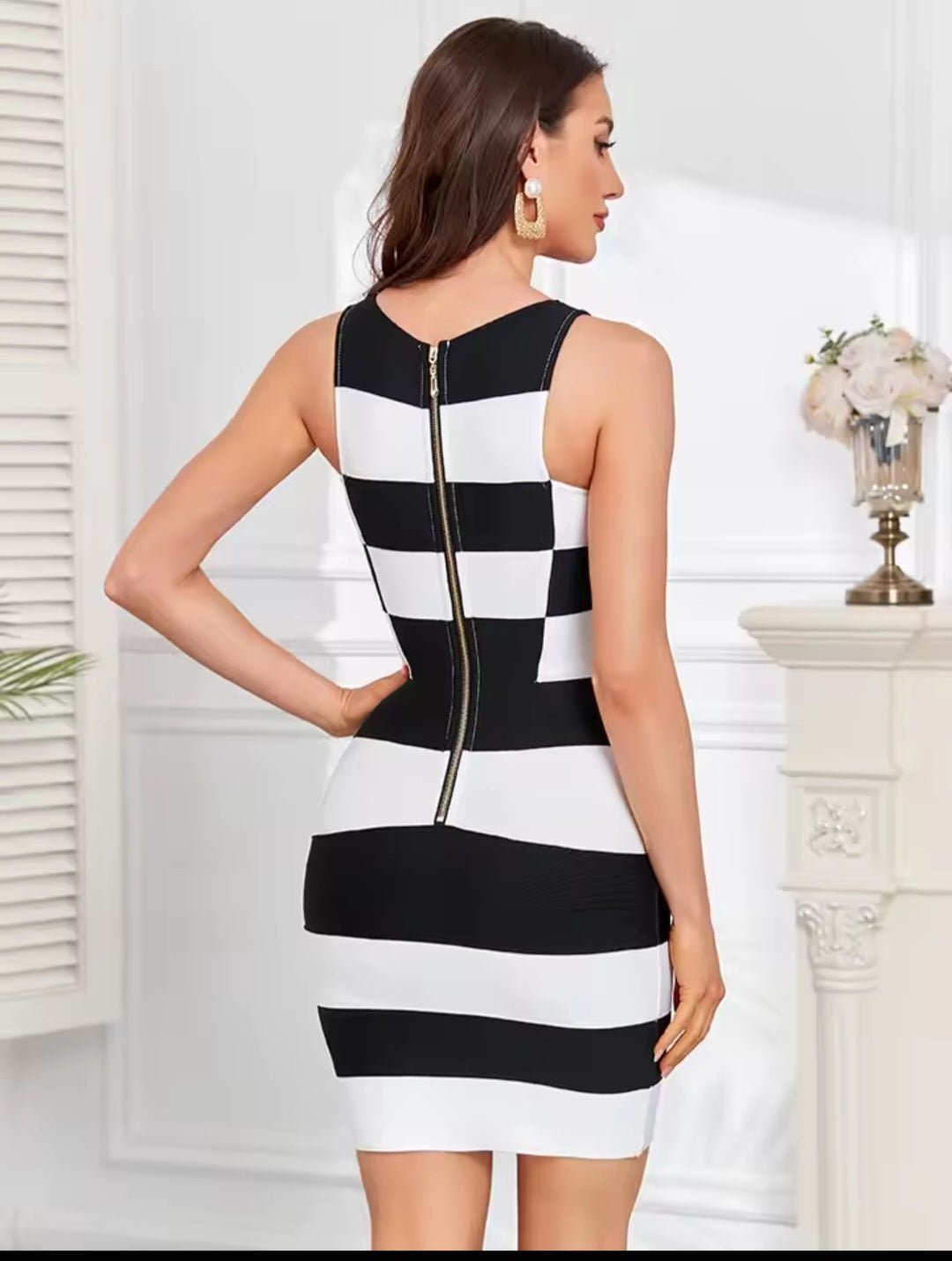 Black & White Contrast Bandage Dress - GLITCH - BELLE