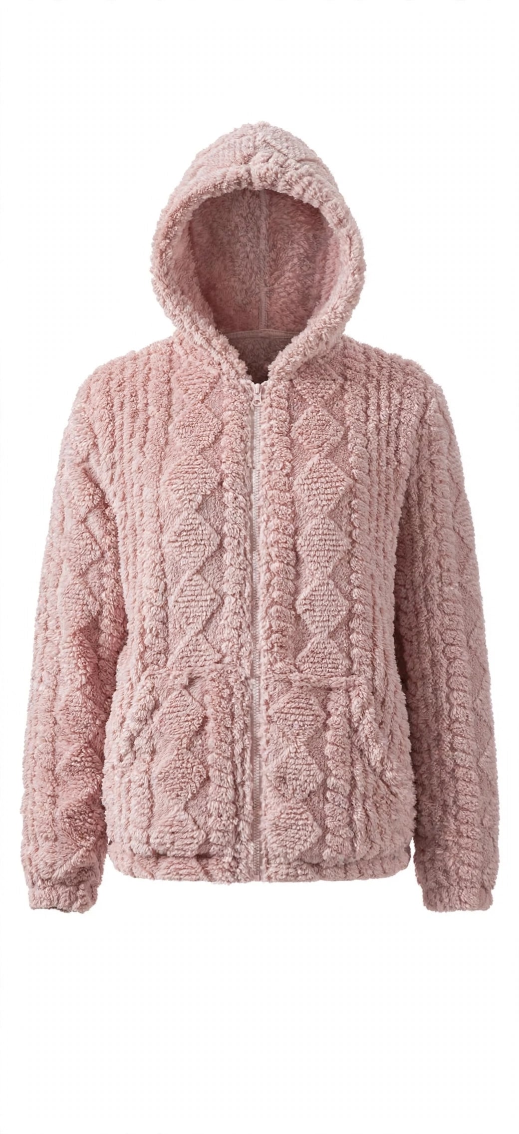 Jacquard Plush Zip-Up Hoodie Cardigan – Men's