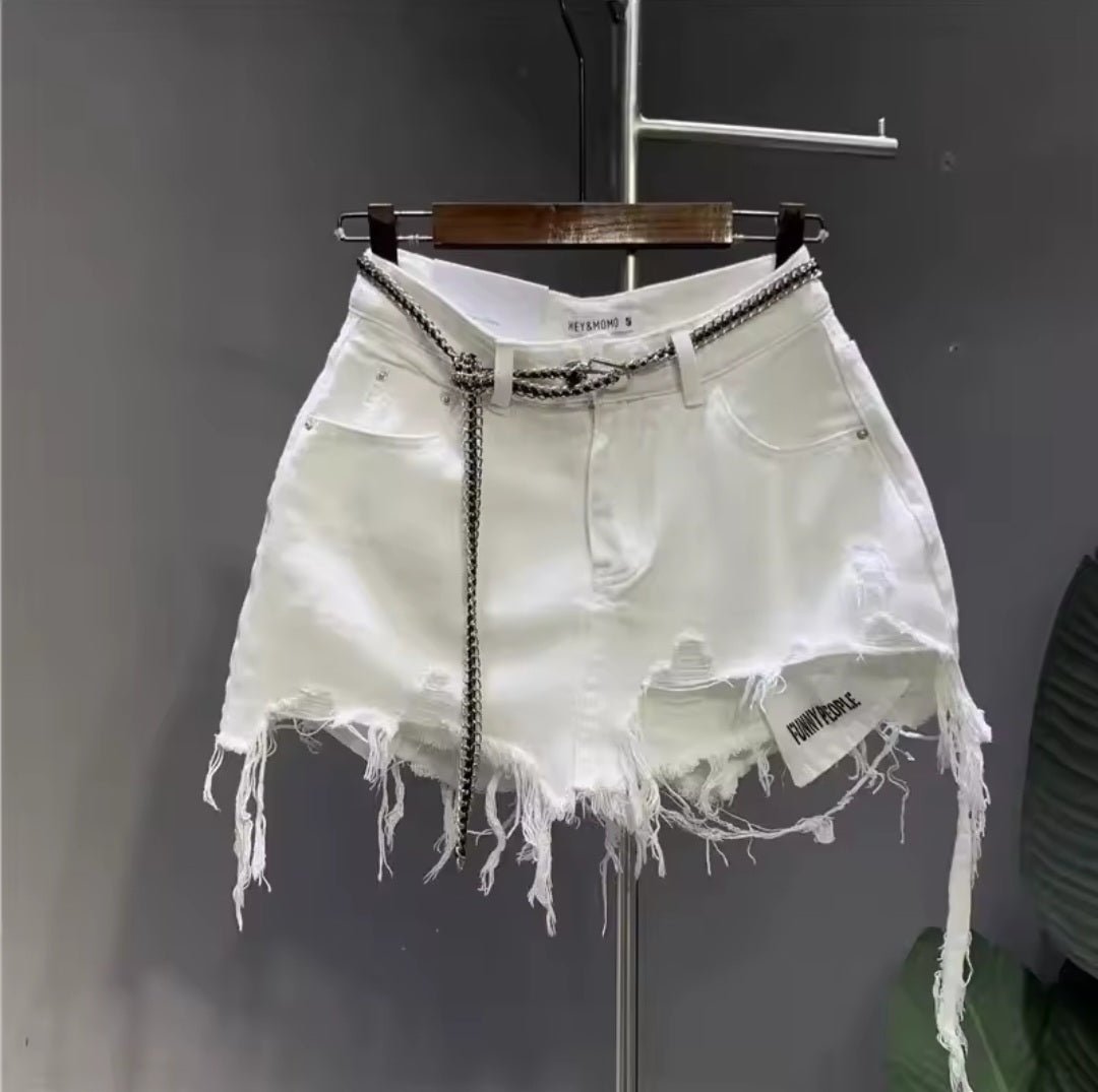 Korean Raw Irregular Denim Mini Skirt - GLITCH - BELLE