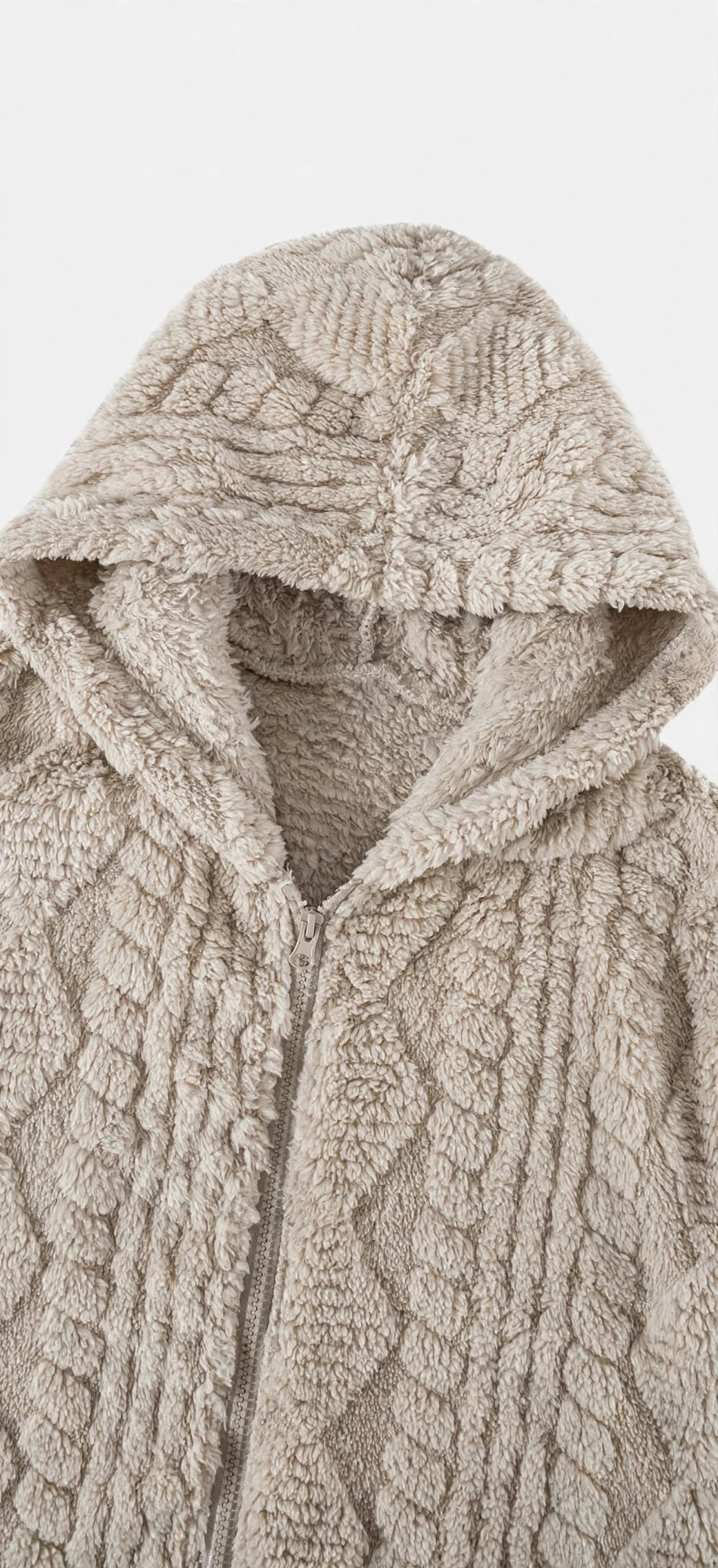 Jacquard Plush Zip-Up Hoodie Cardigan – Men's