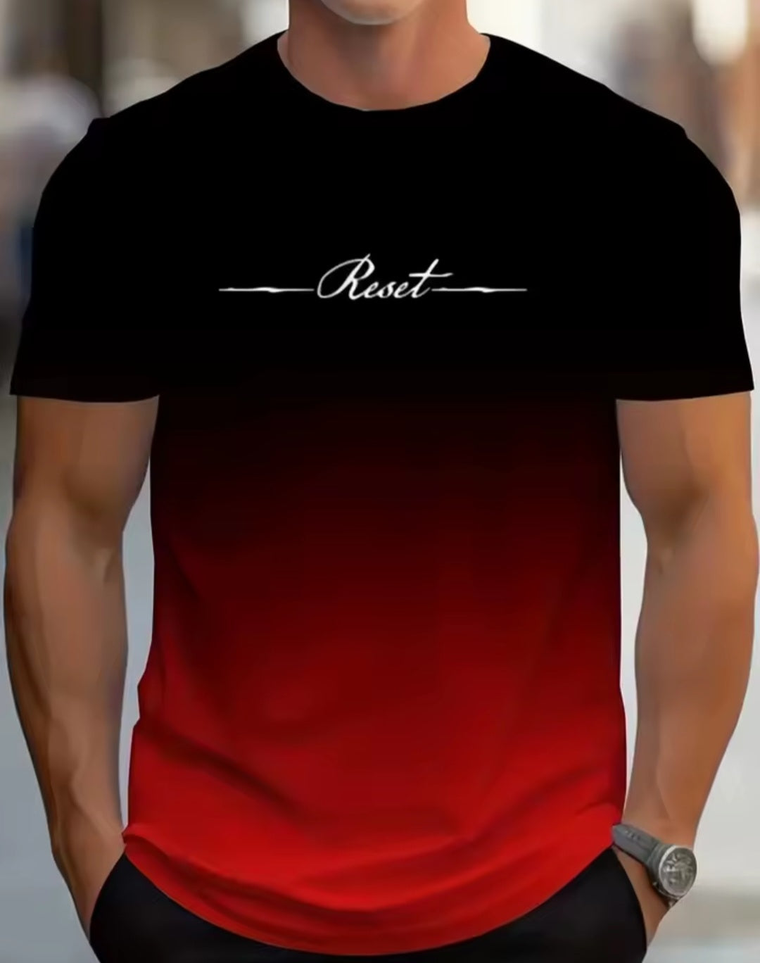 Men's Gradient Reset Letter T-Shirt
