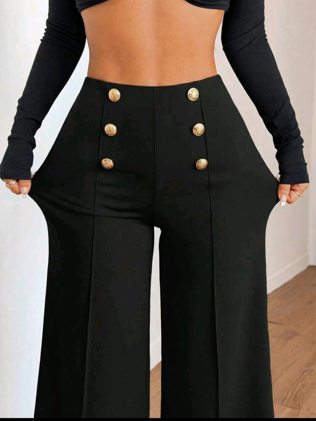 Women's High-Waist Wide Leg Pants – Elastic Waist, Real Pockets, Quiet Luxury