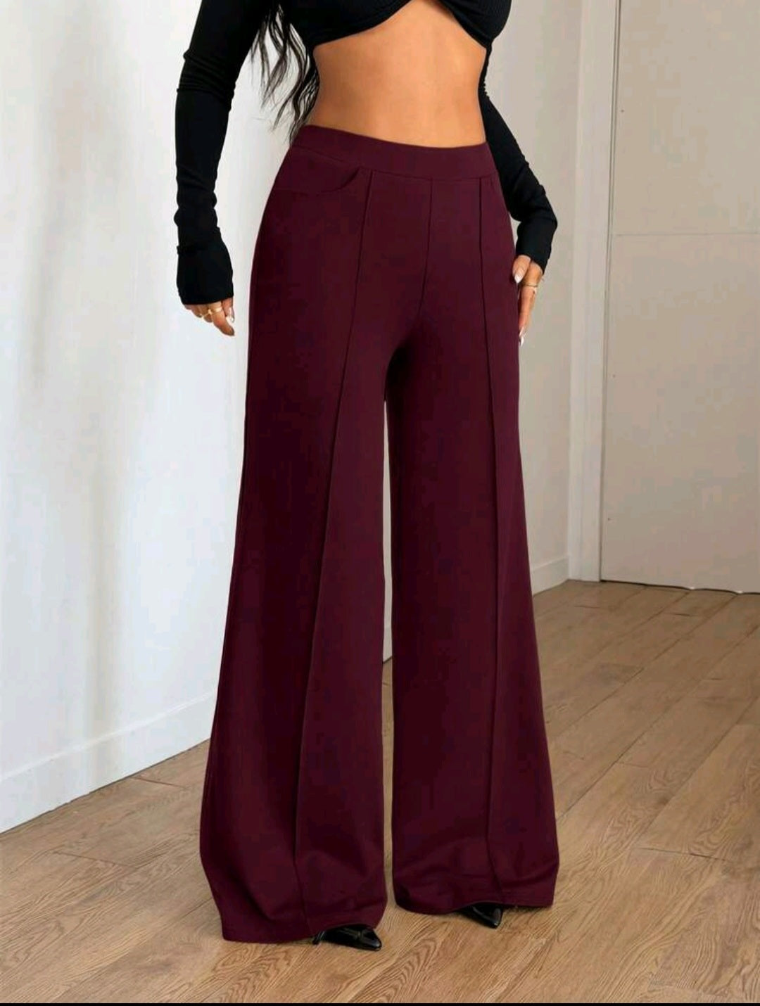 Women's High-Waist Wide Leg Pants – Elastic Waist, Real Pockets, Quiet Luxury