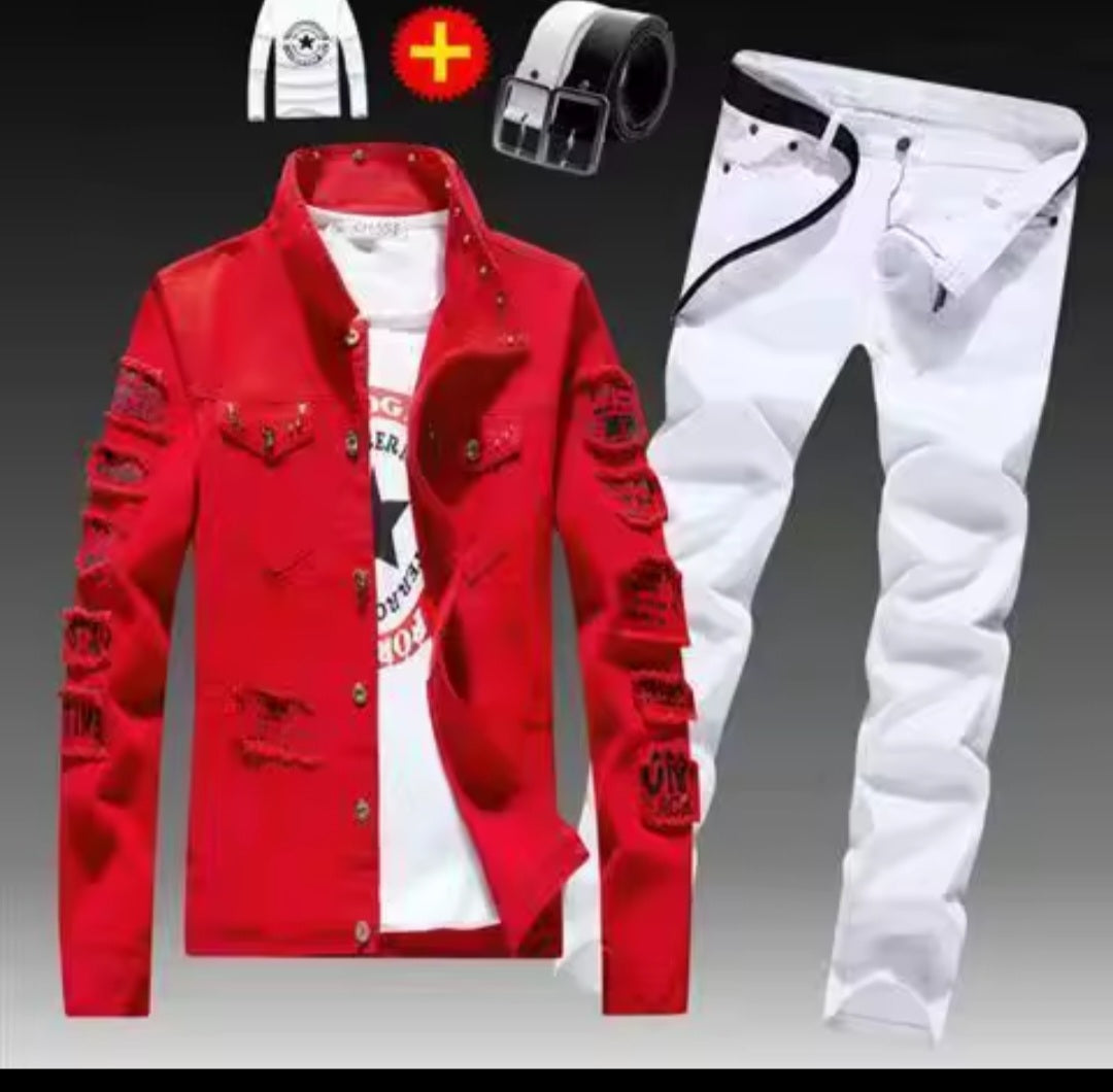 Men's Denim Jacket & Jeans Two-Piece Set | Spring Autumn Fashion Suit