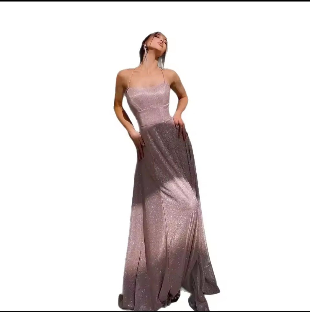 Women's Evening Dress 2025 - Suspender Backless High Split Party Banquet Dress - GLITCH - BELLE