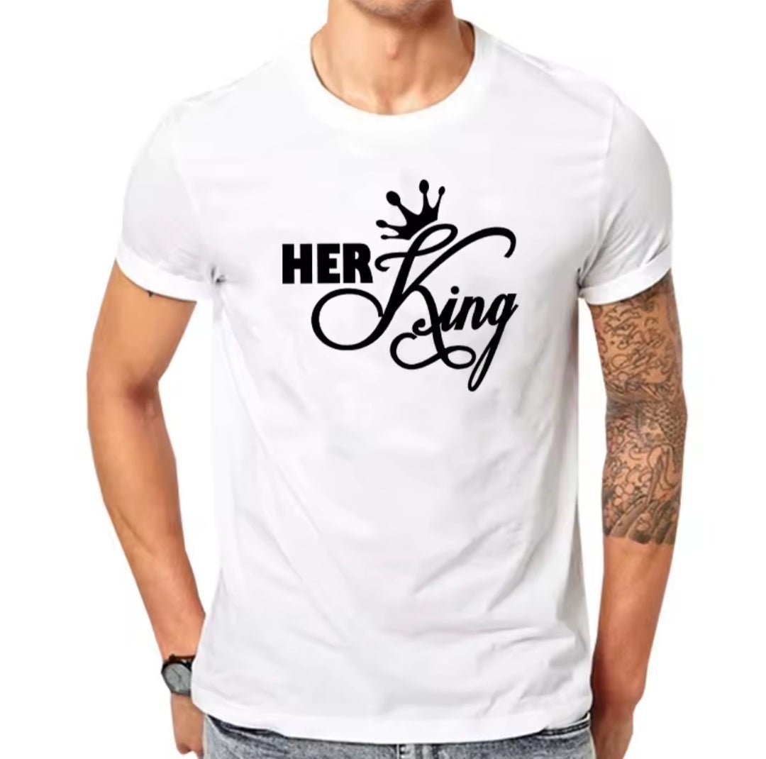 Her King His Queen Couples T-Shirt - GLITCH - BELLE
