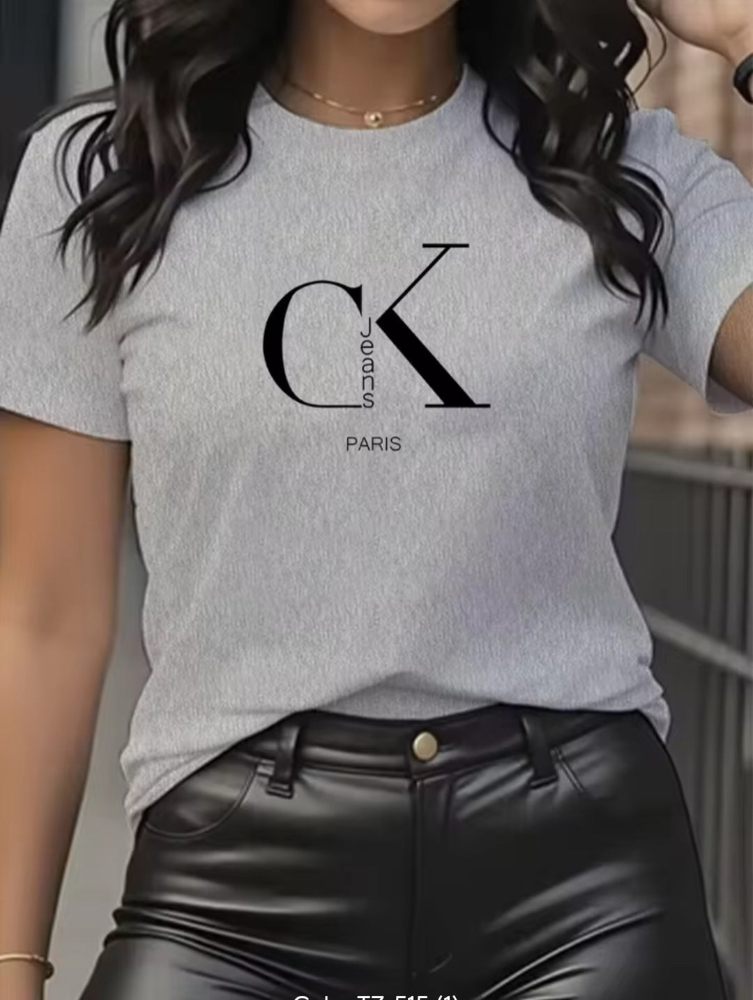 Model wearing T-Shirt CK Paris 