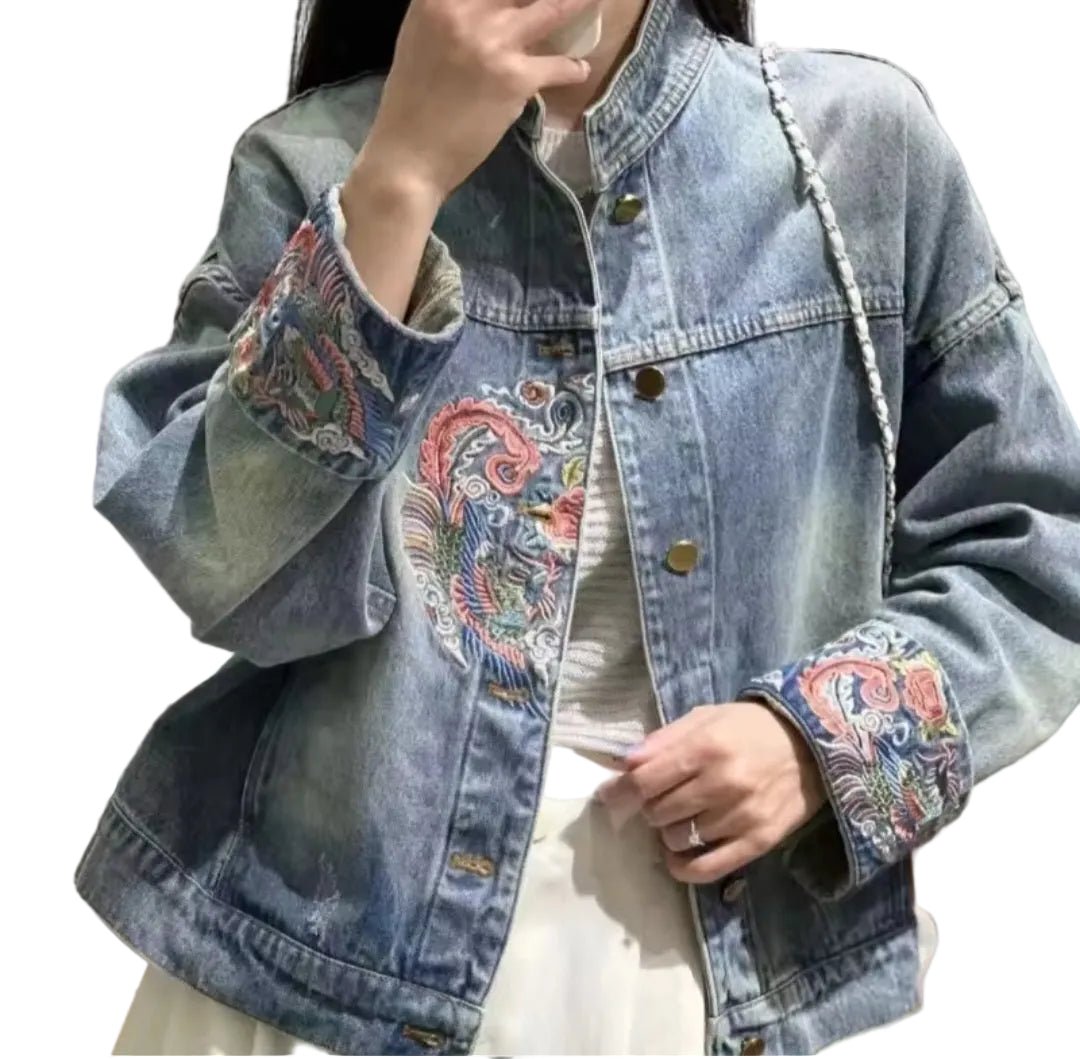 Embroidery Denim Jacket – Chinese Retro National Style - GLITCH - BELLE