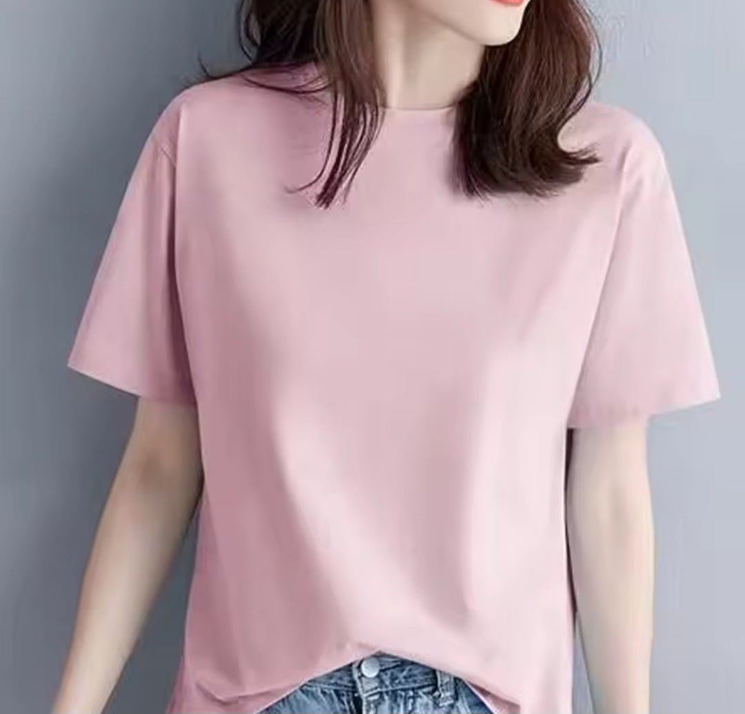 100% Cotton Crew Neck Basic T-Shirt - GLITCH - BELLE