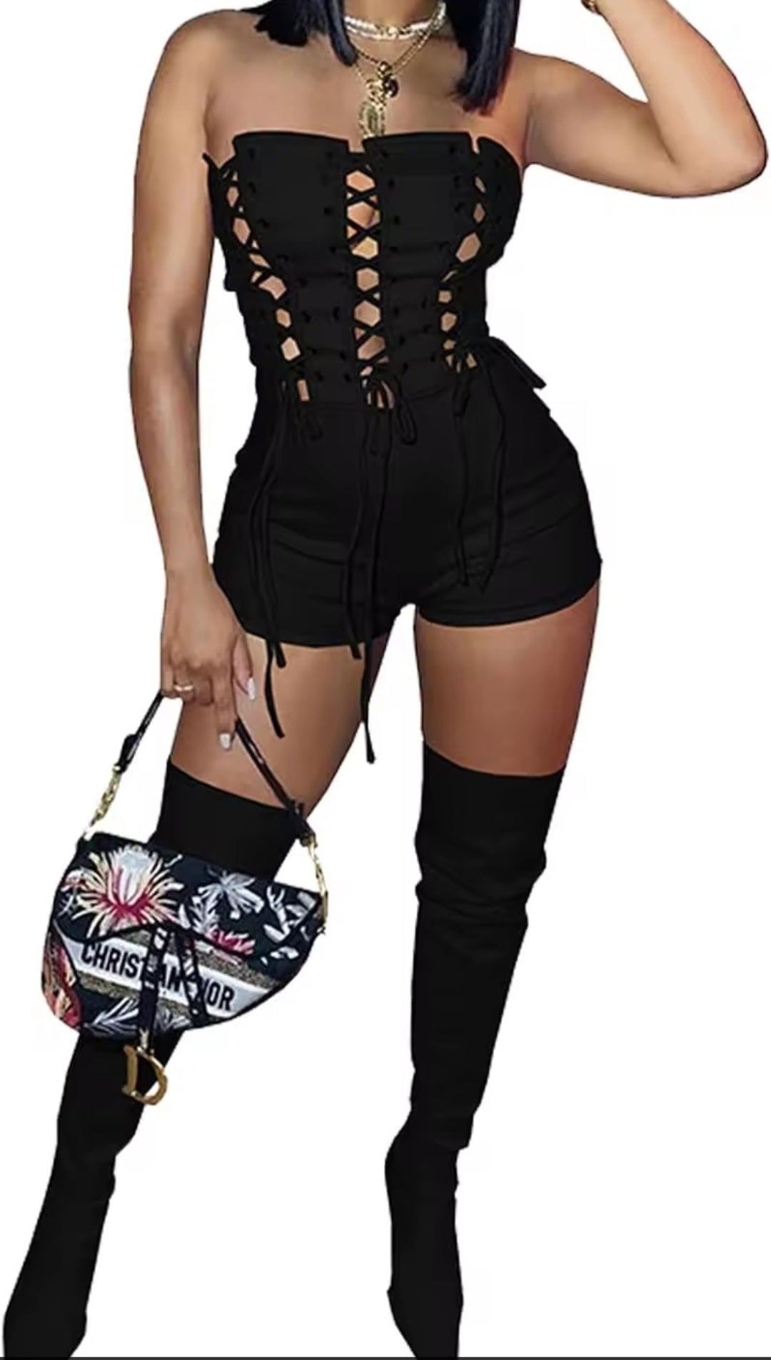 Mesh Bodycon Short Jumpsuit - GLITCH - BELLE