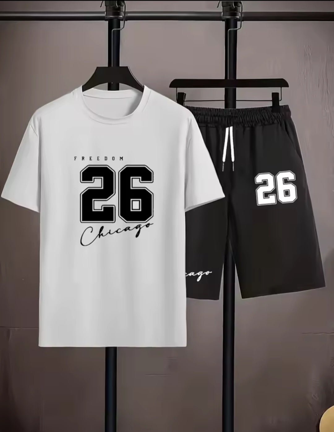 Chicago 32 Men's Relaxed Two - Piece Set – T-Shirt & Shorts - GLITCH - BELLE