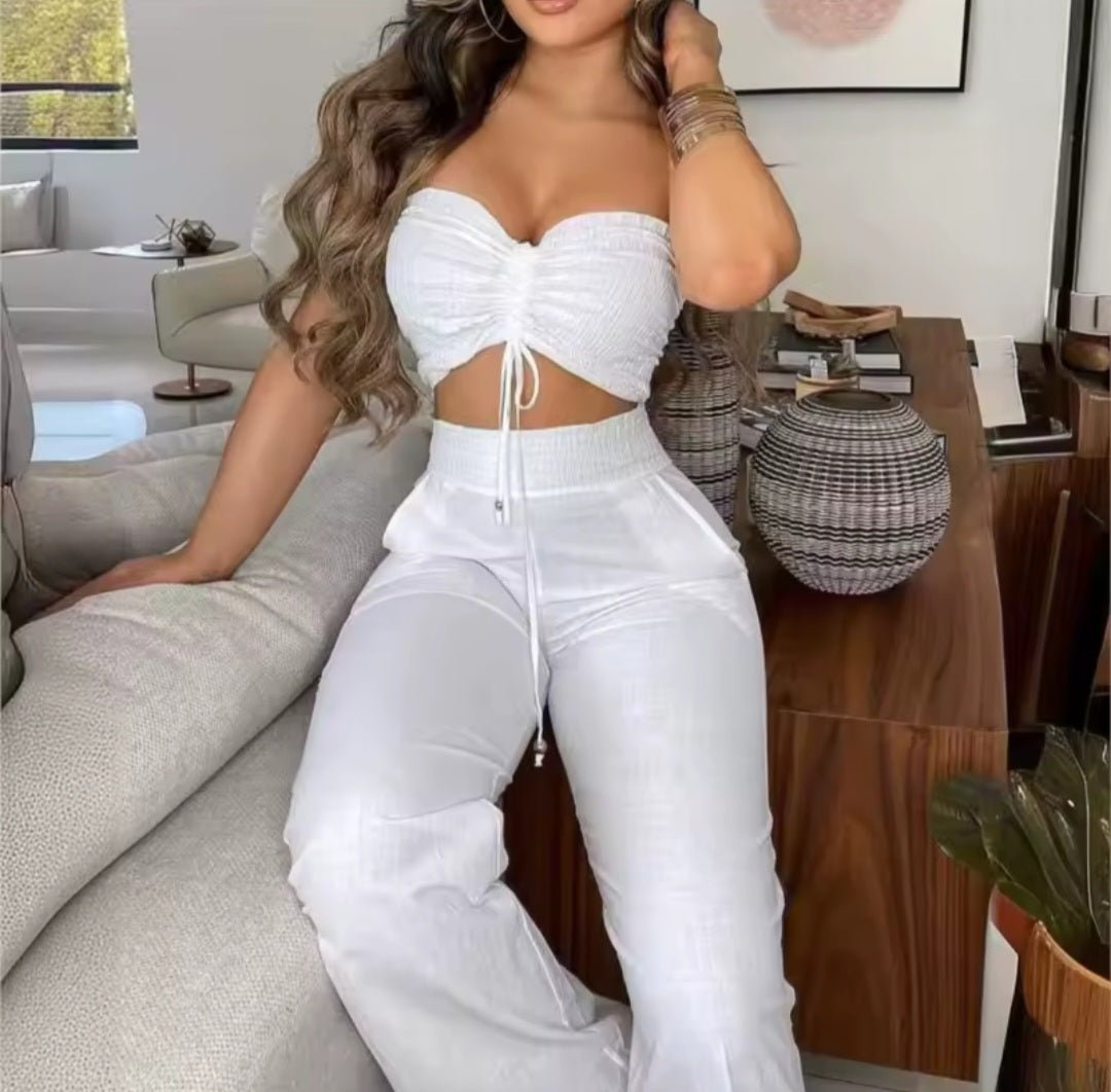 White Bandeau Wide - Leg 2 - Piece Set - GLITCH - BELLE