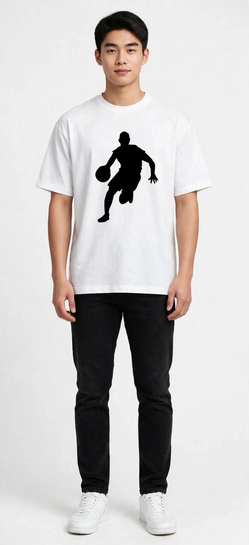Basketball Print Round Neck Tee – Plus Size
