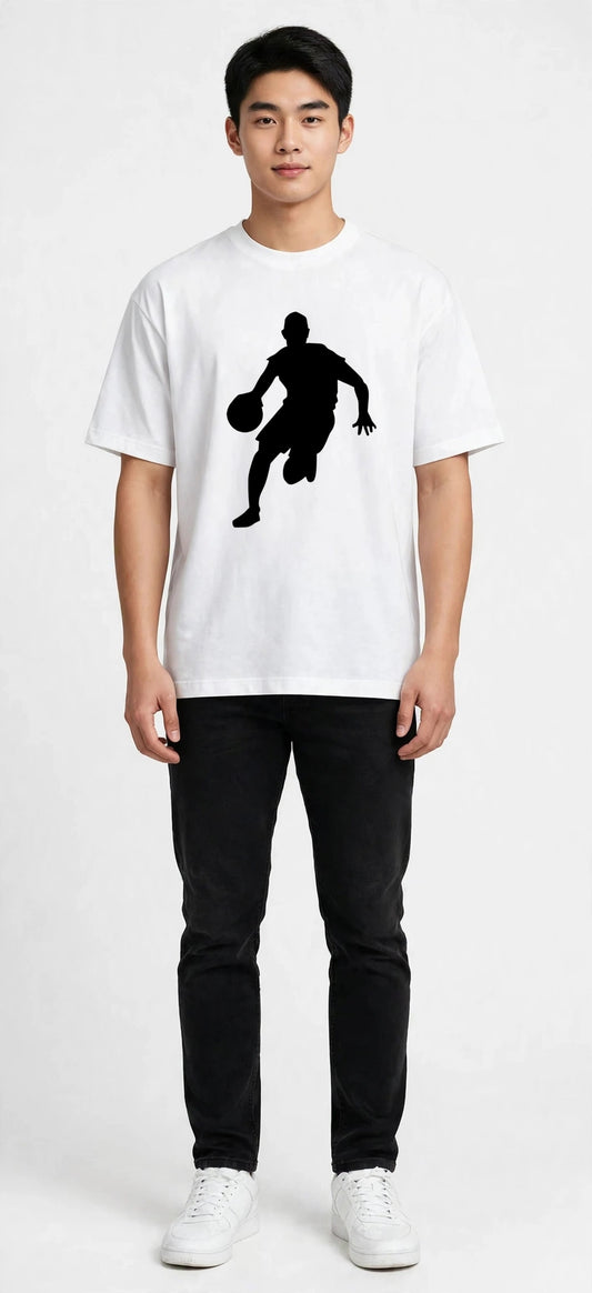Basketball Print Round Neck Tee – Plus Size