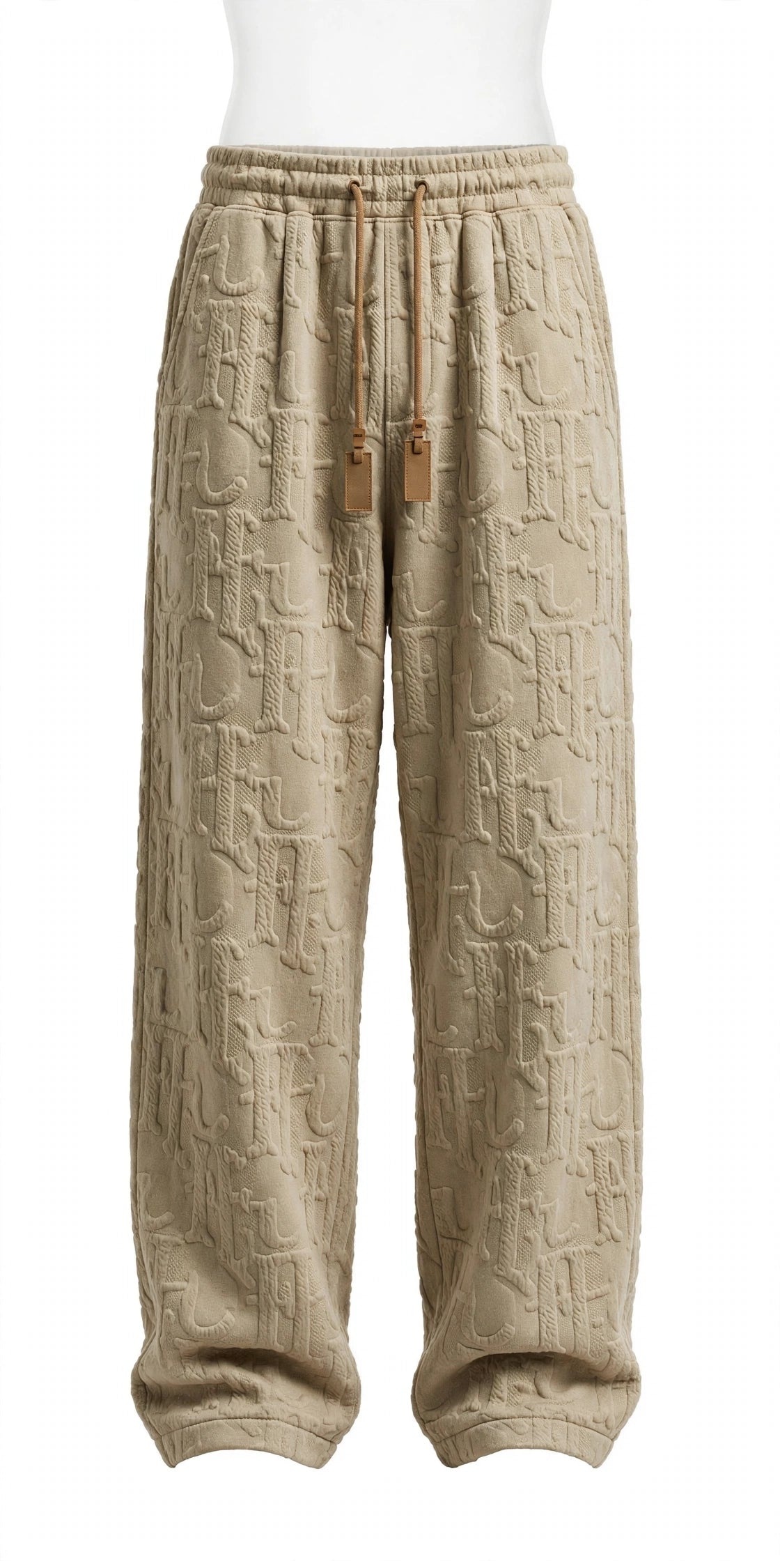 Men's Straight Leg Jacquard Trousers – Elastic Waist Casual Pants