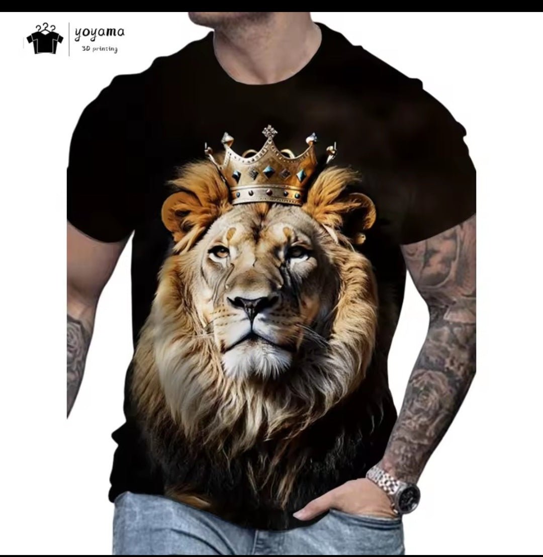 Vintage Tiger Graphic T-Shirt – Men's Oversized Short Sleeve Tee - GLITCH - BELLE