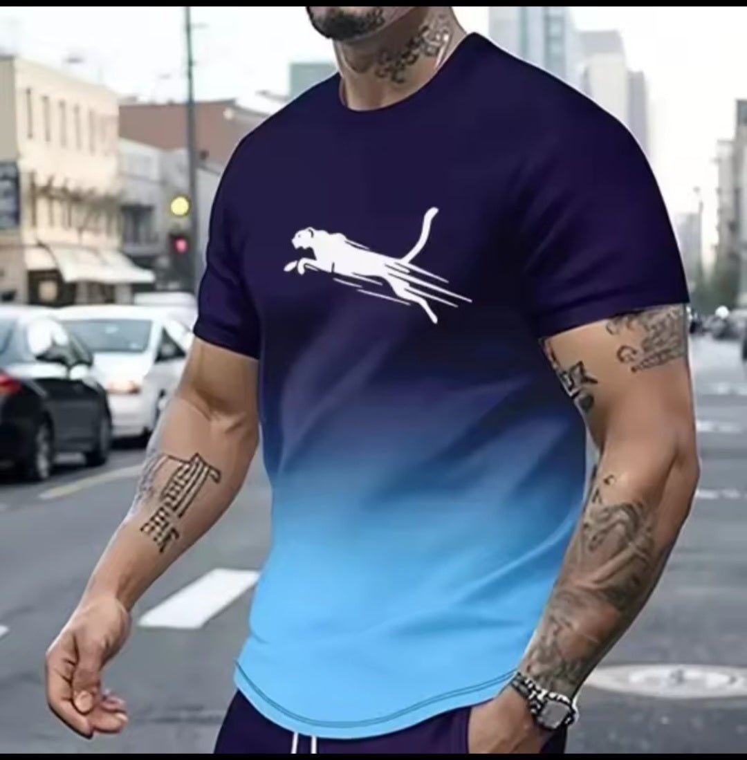 Men's 3D Animal Print Oversized Street Tee - GLITCH - BELLE