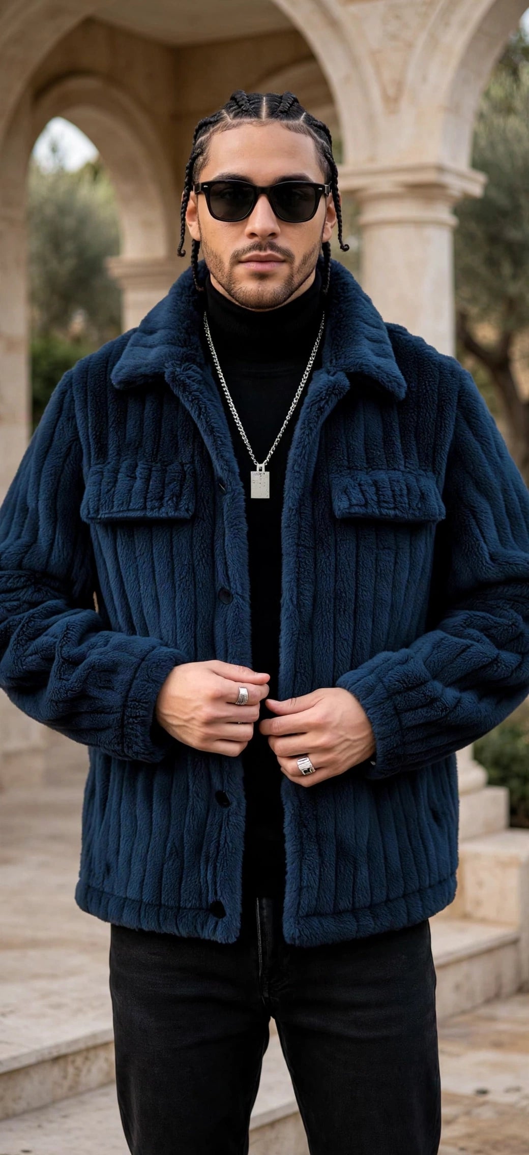 Men's Winter Front Placket Flannel Jacket