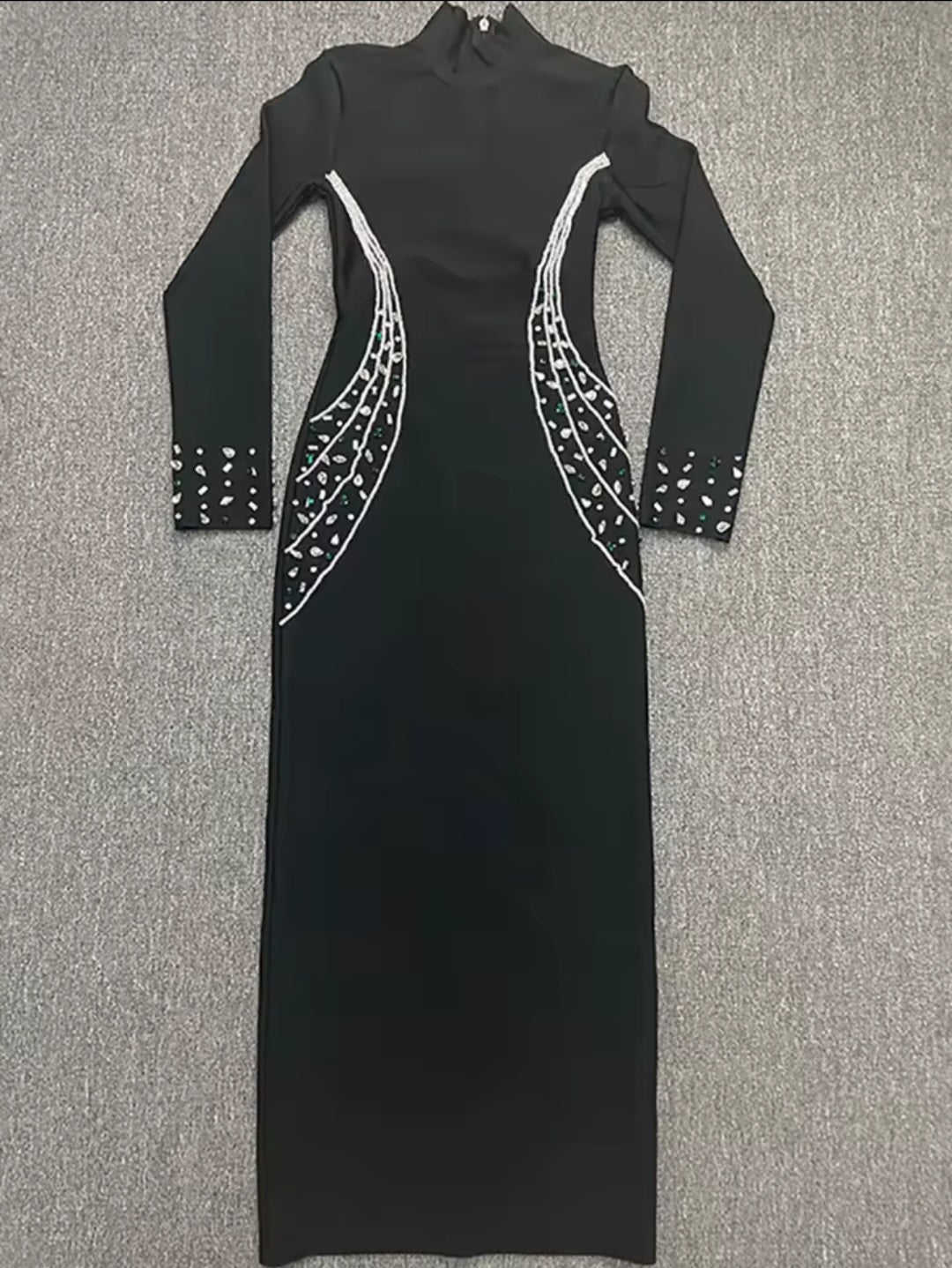 Women's Turtleneck Diamond Crystal Bandage Gown - GLITCH - BELLE