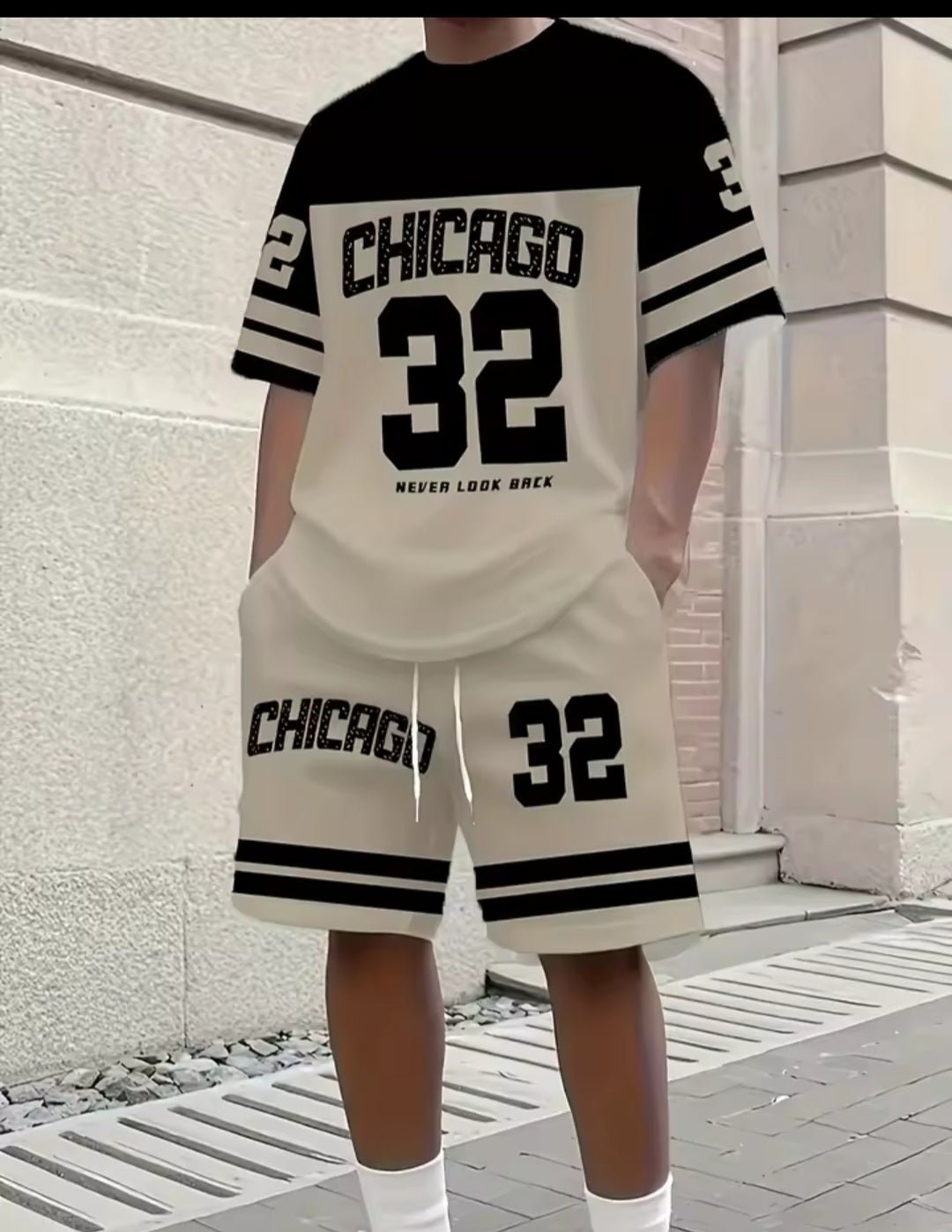 Chicago 32 Men's Relaxed Two - Piece Set – T-Shirt & Shorts - GLITCH - BELLE