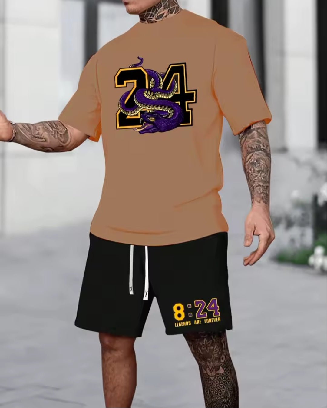 Chicago 32 Men's Relaxed Two - Piece Set – T-Shirt & Shorts - GLITCH - BELLE