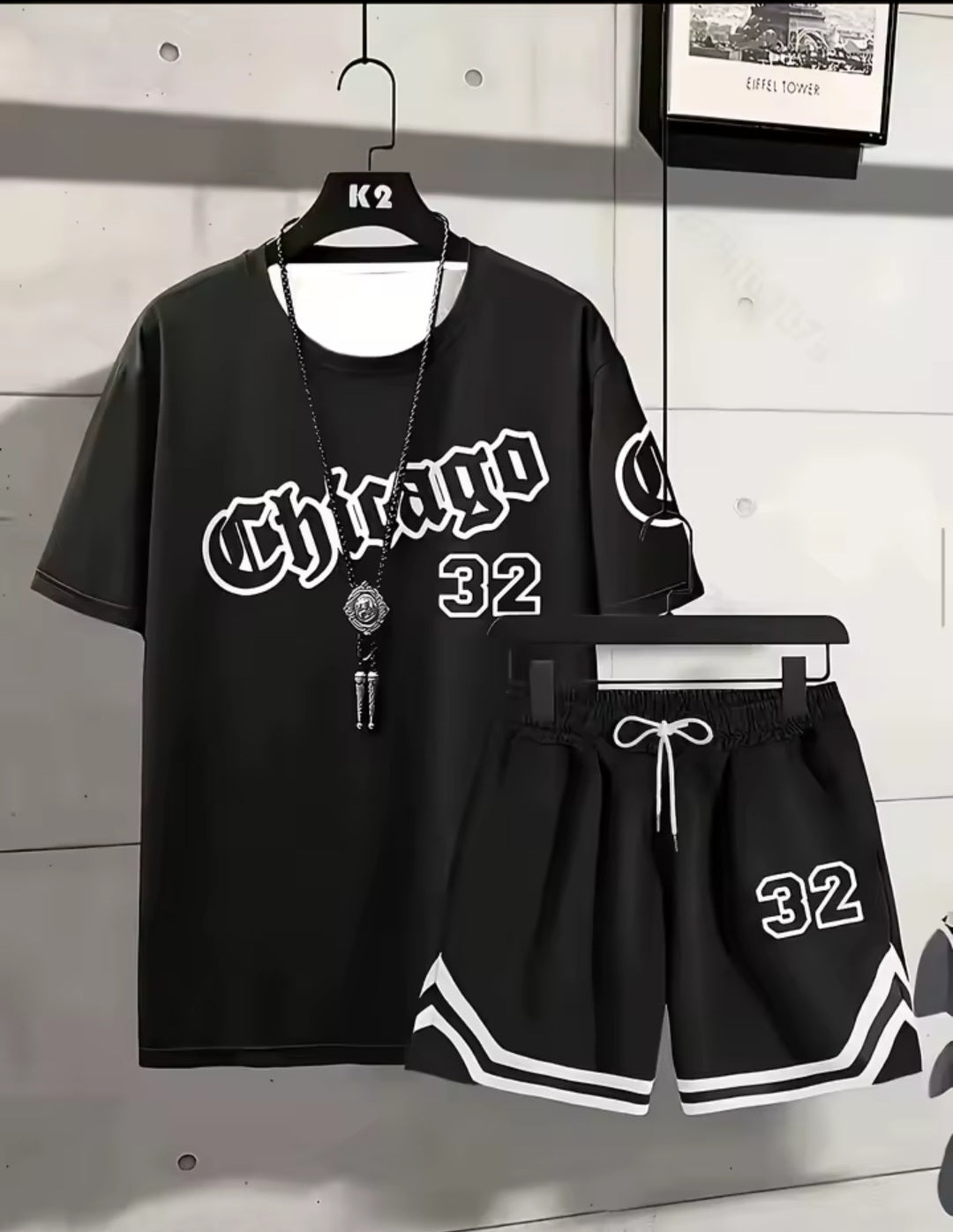 Chicago 32 Men's Relaxed Two - Piece Set – T-Shirt & Shorts - GLITCH - BELLE