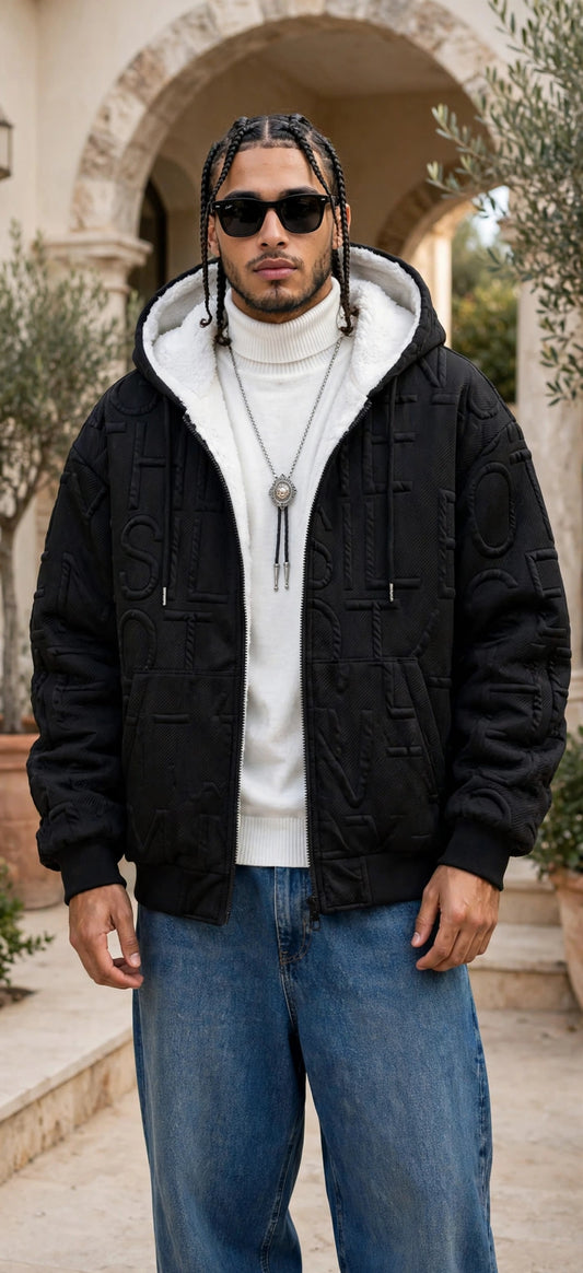 Quilted Jacquard Full-Zip Jacket – Men's Plush Lined
