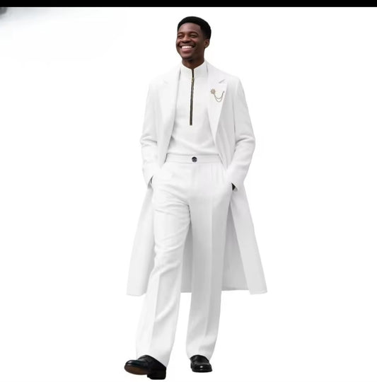 Men's African 3 - Piece Dashiki Set – Brooch Coat, Zip Shirt & Trousers | Formal Wedding Wear - GLITCH - BELLE