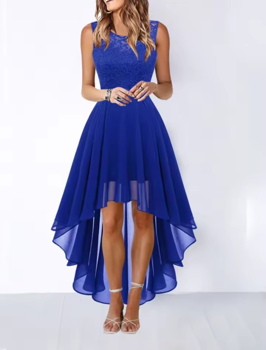 Elegant High - Waisted Chiffon High - Low Dress - Wedding Guest Formal - GLITCH - BELLE