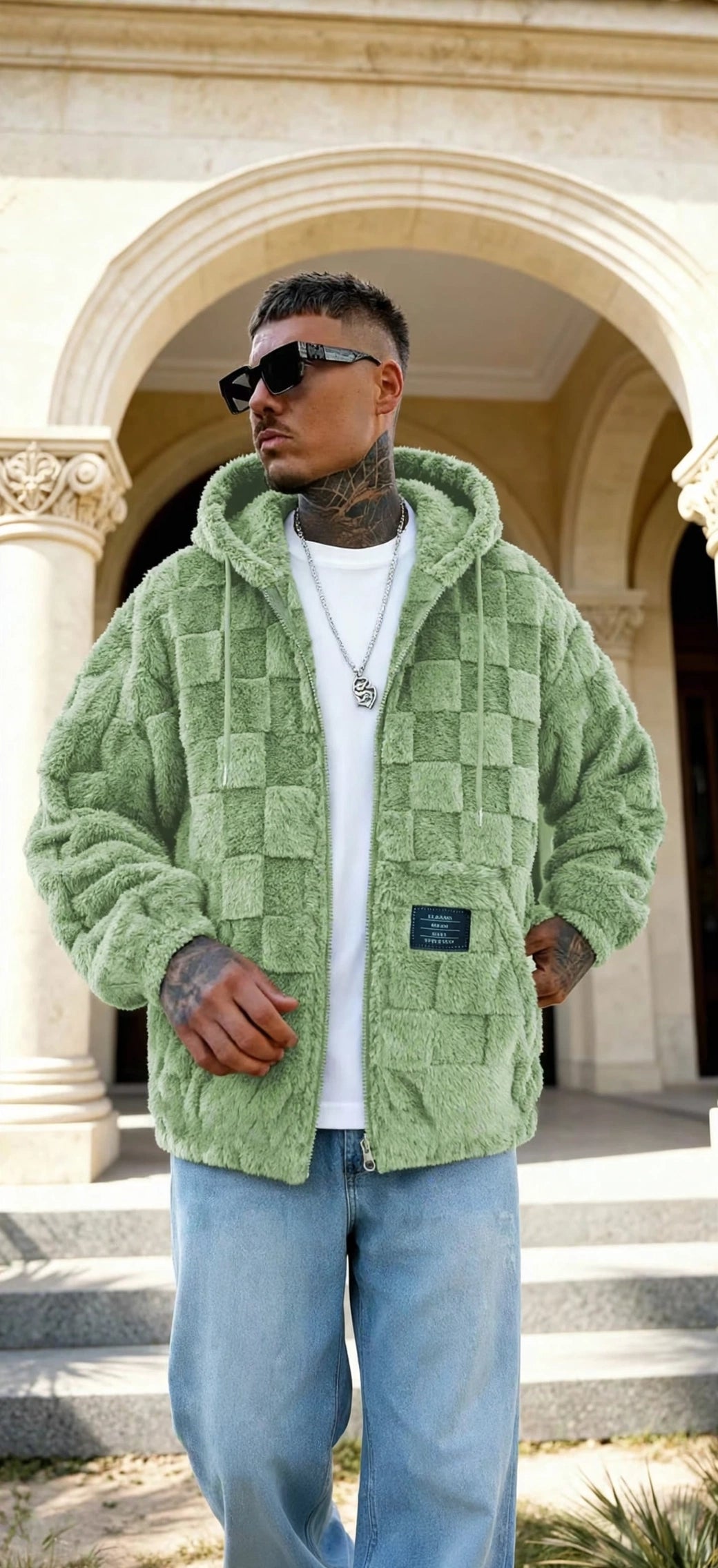 Fleece-Lined Hooded Zip Jacket – Men's Loose Fit