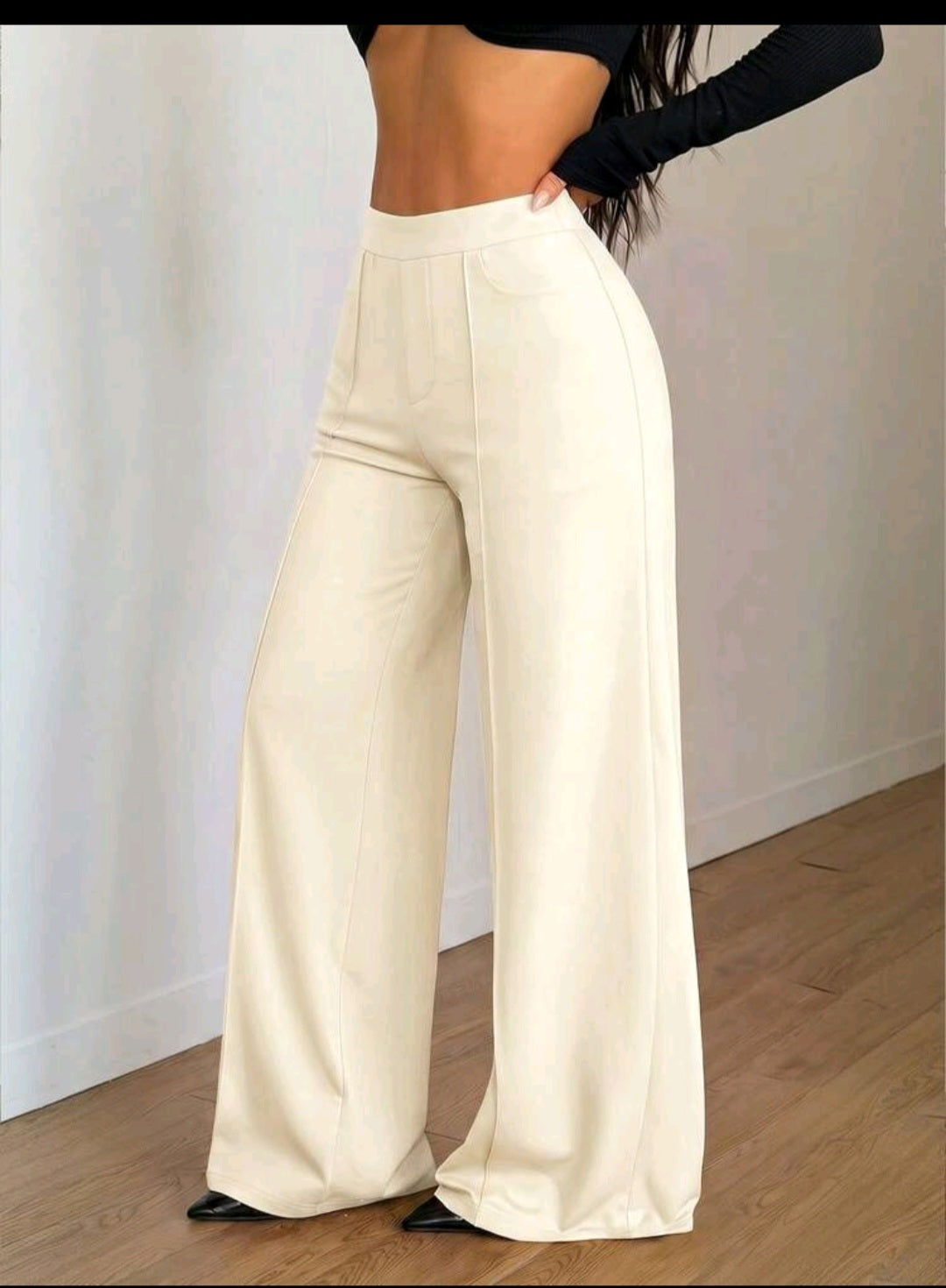 Women's High-Waist Wide Leg Pants – Elastic Waist, Real Pockets, Quiet Luxury