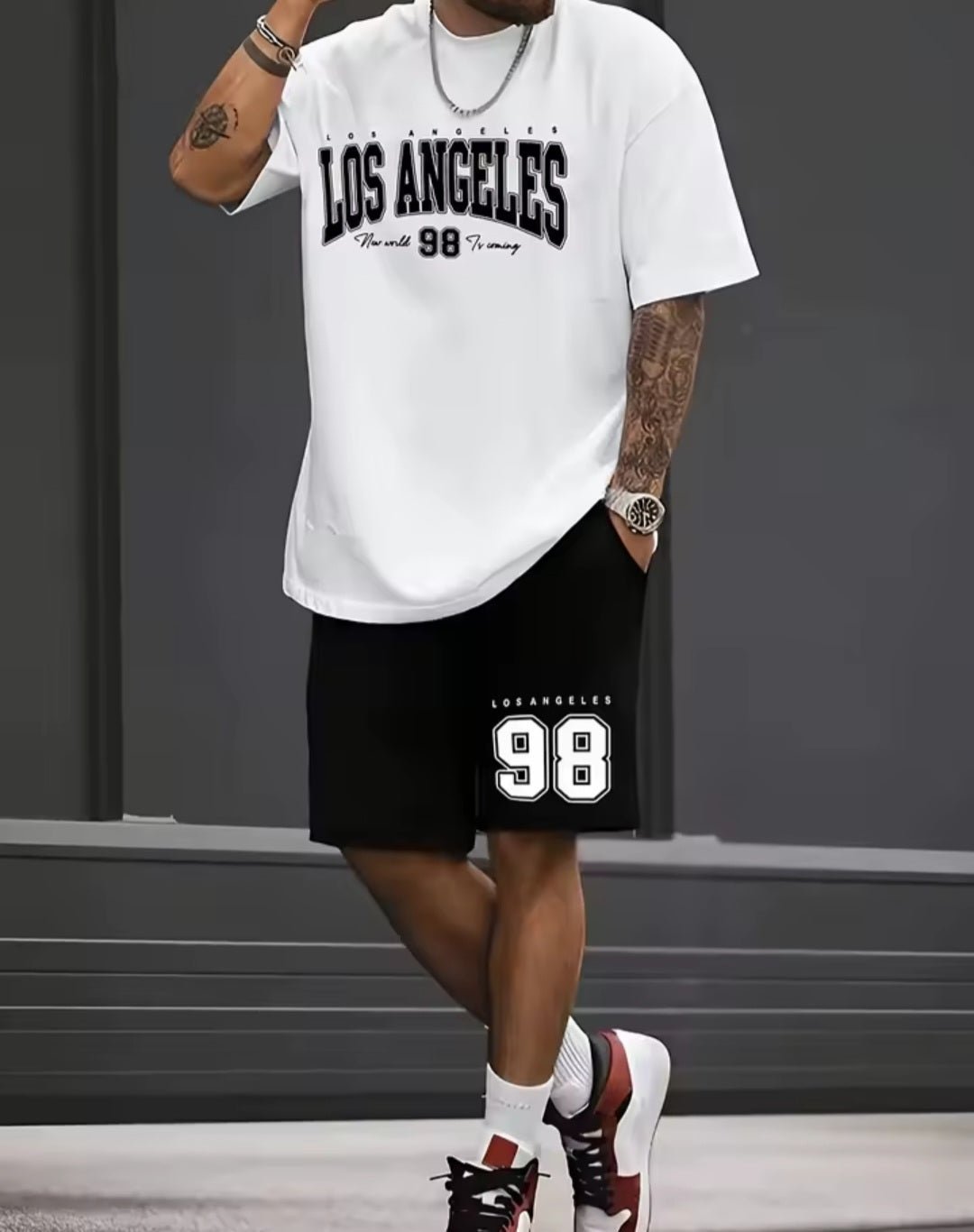 Chicago 32 Men's Relaxed Two - Piece Set – T-Shirt & Shorts - GLITCH - BELLE