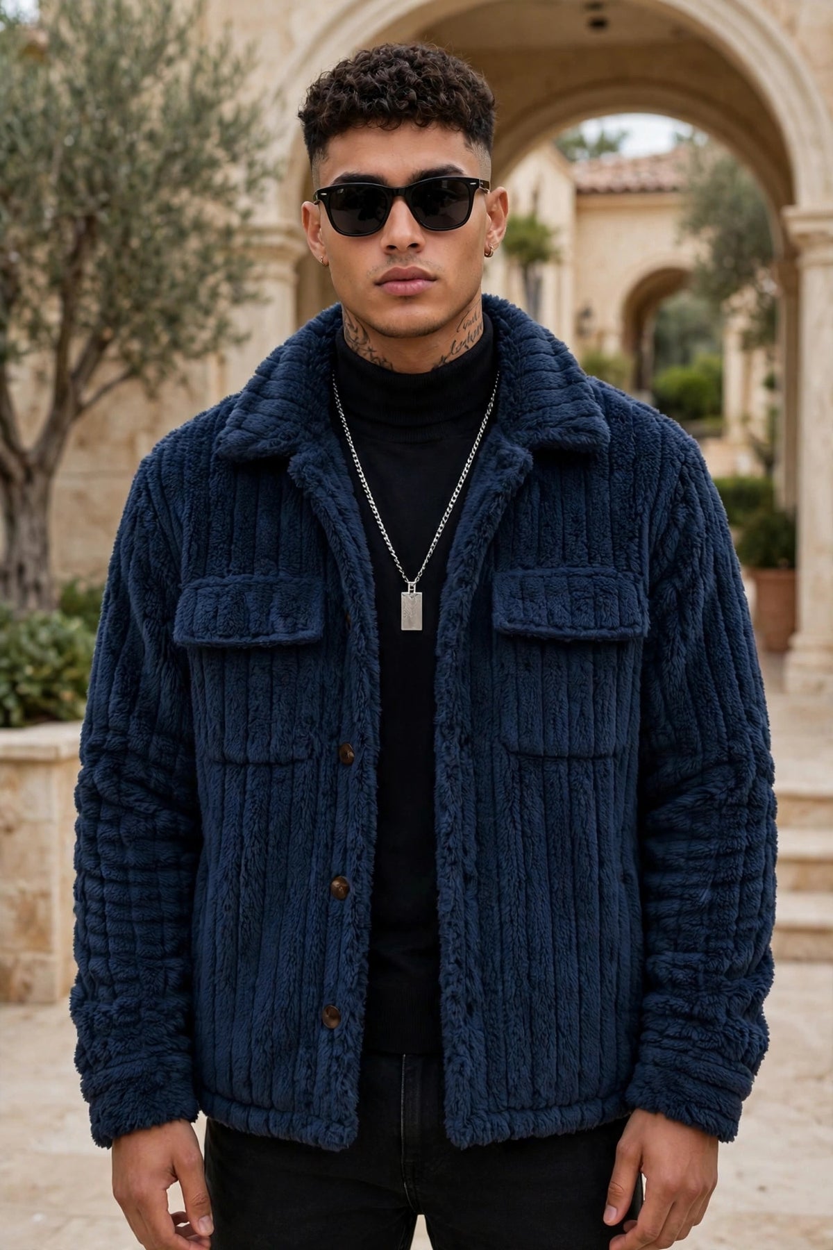 Men's Winter Front Placket Flannel Jacket