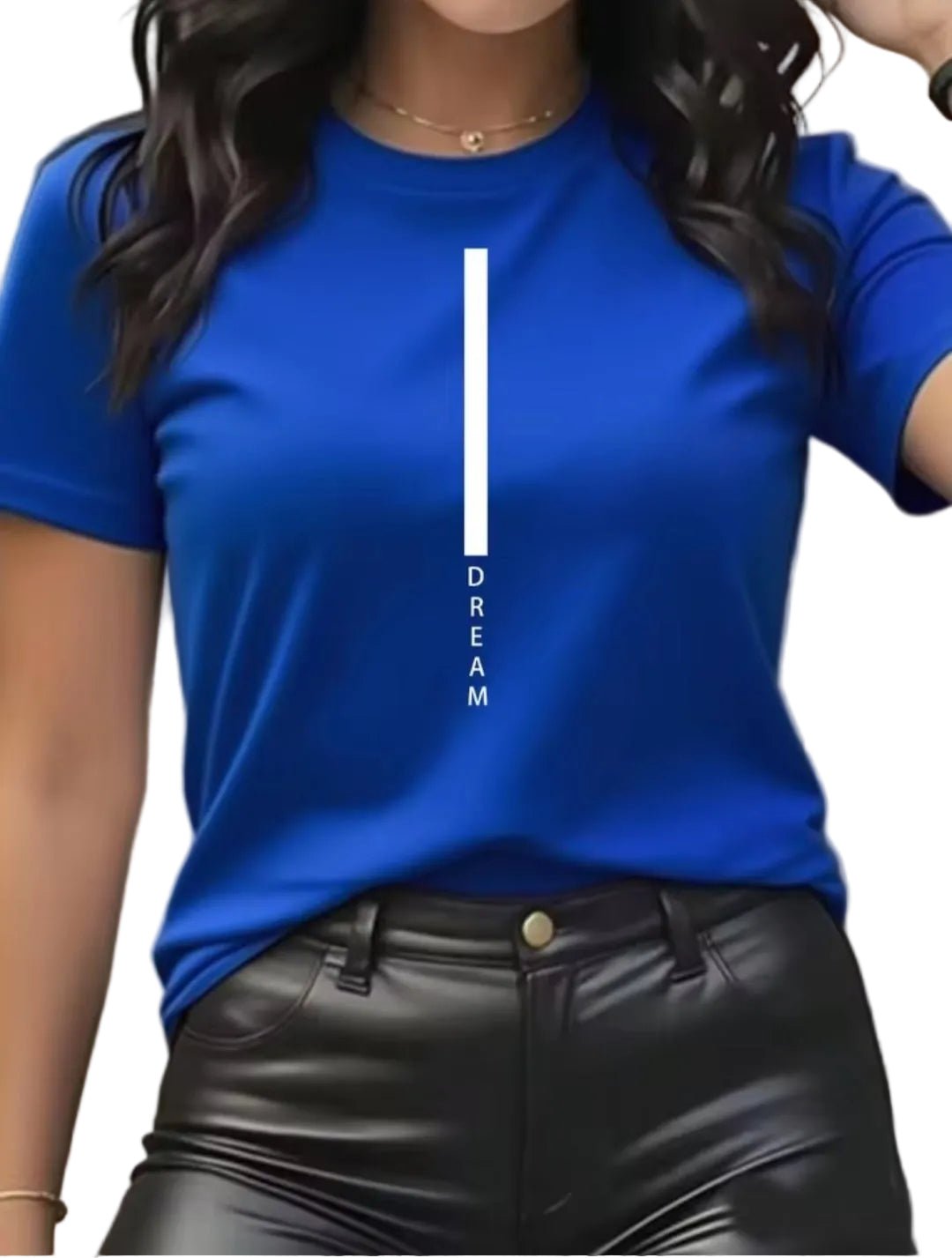DREAM Letter Print Women's Loose - Fit Cotton T-Shirt - GLITCH - BELLE
