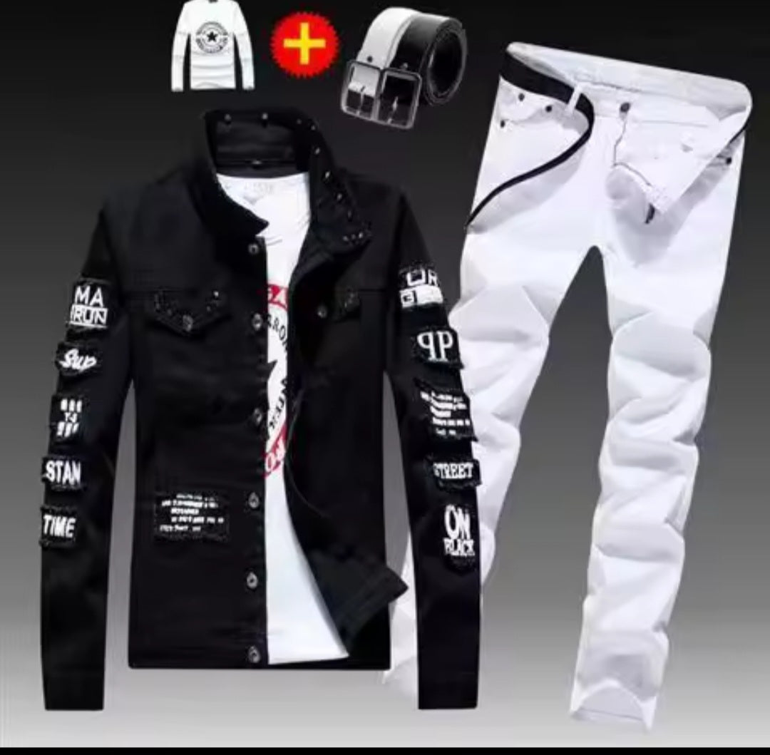 Men's Denim Jacket & Jeans Two-Piece Set | Spring Autumn Fashion Suit