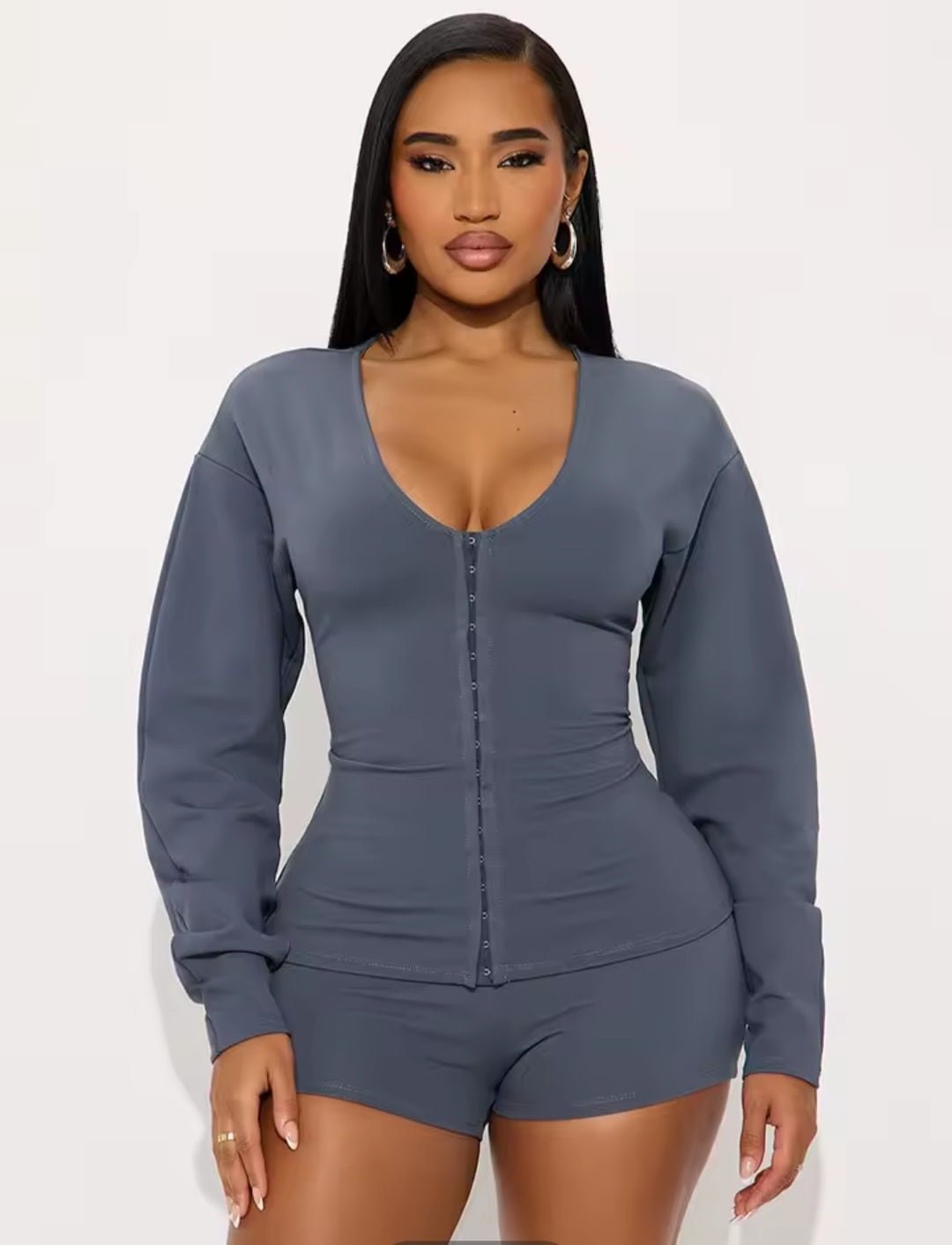 Women's 2 - Piece Crop Jacket & Bike Shorts Set - GLITCH - BELLE