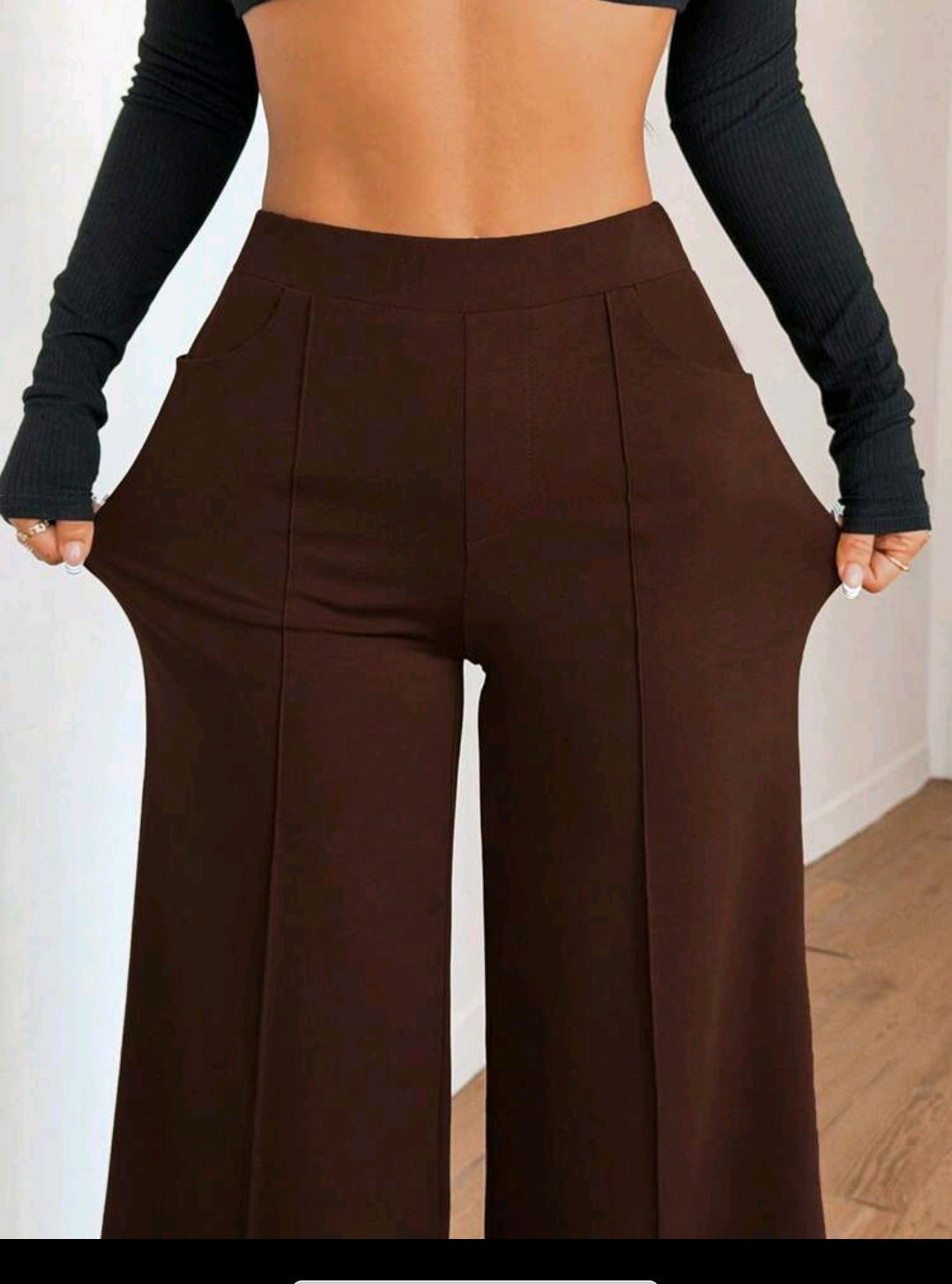 Women's High-Waist Wide Leg Pants – Elastic Waist, Real Pockets, Quiet Luxury