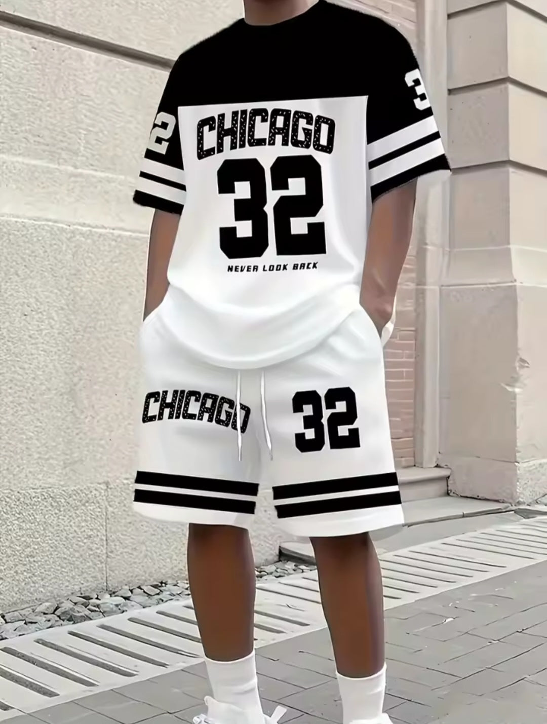 Chicago 32 Men's Relaxed Two - Piece Set – T-Shirt & Shorts - GLITCH - BELLE