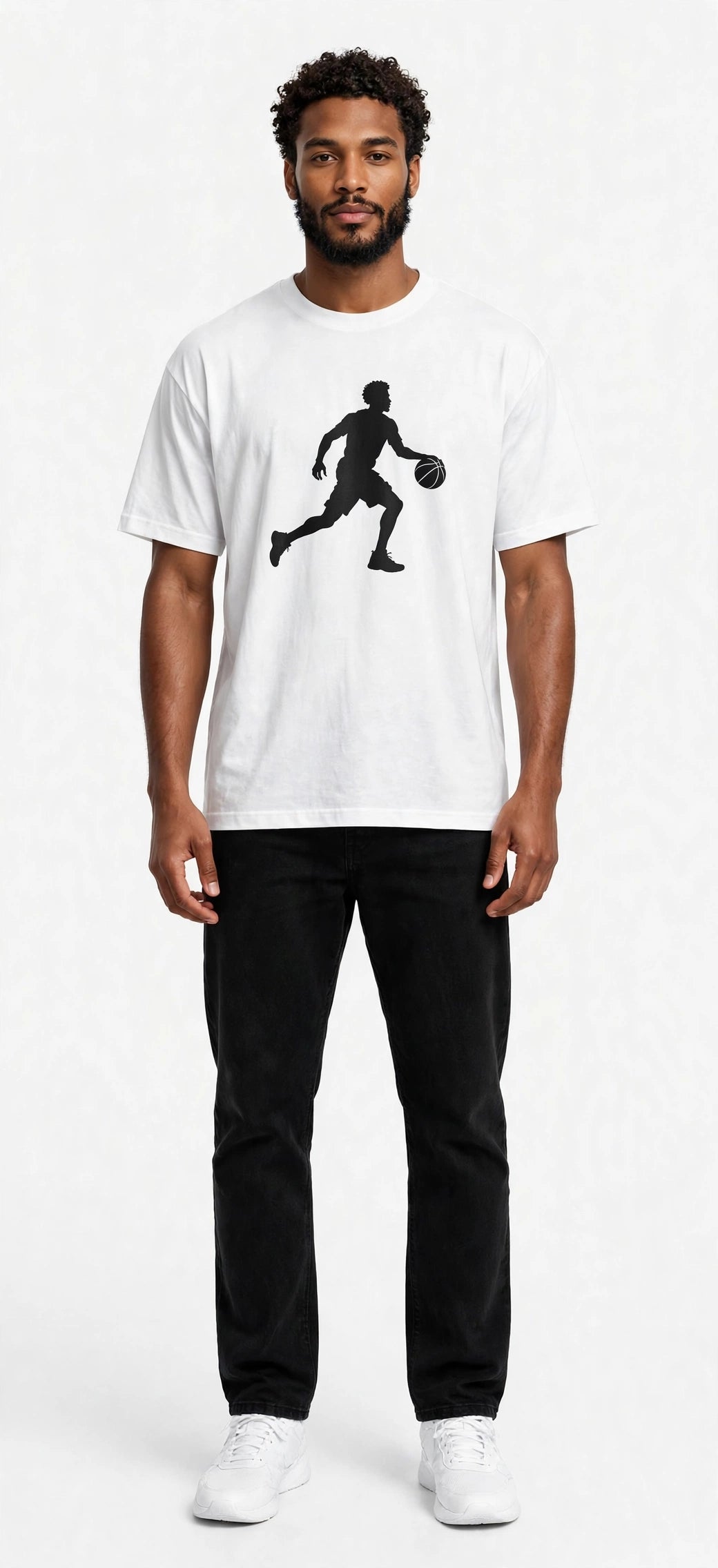 Basketball Print Round Neck Tee – Plus Size