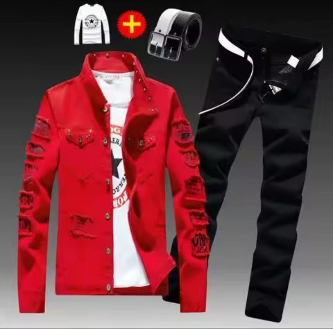 Men's Denim Jacket & Jeans Two-Piece Set | Spring Autumn Fashion Suit