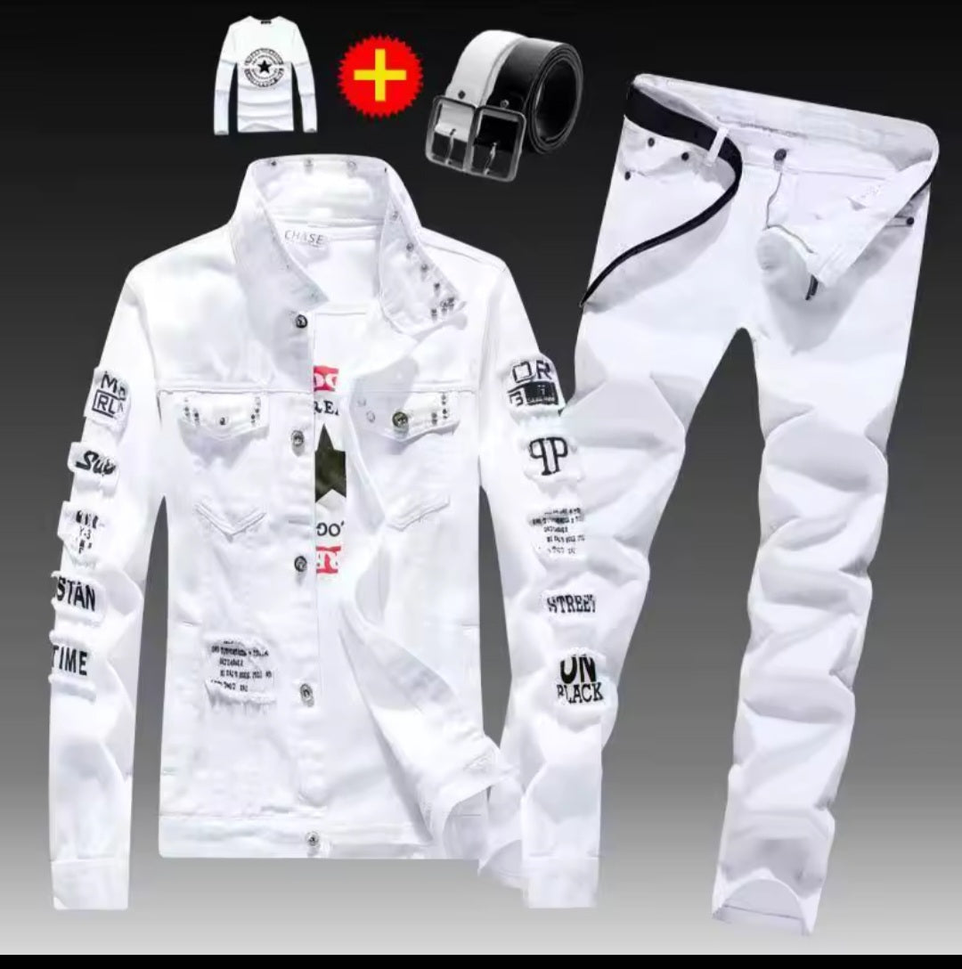 Men's Denim Jacket & Jeans Two-Piece Set | Spring Autumn Fashion Suit