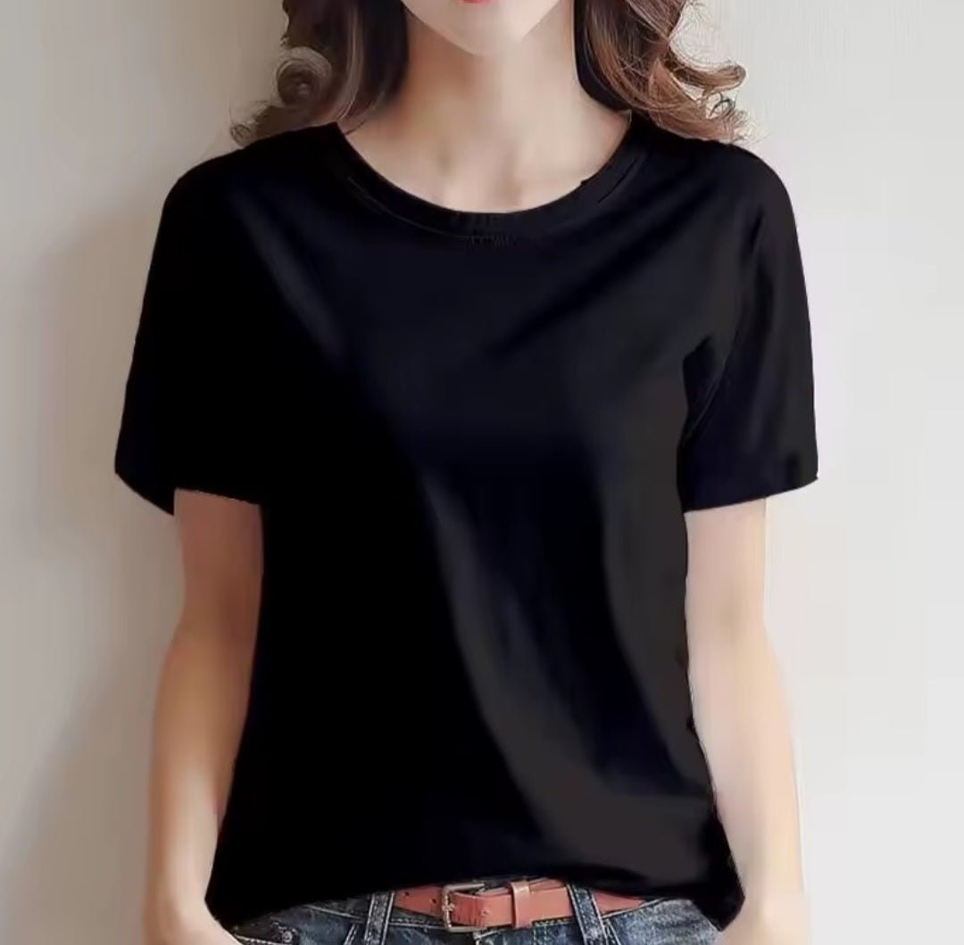 100% Cotton Crew Neck Basic T-Shirt - GLITCH - BELLE