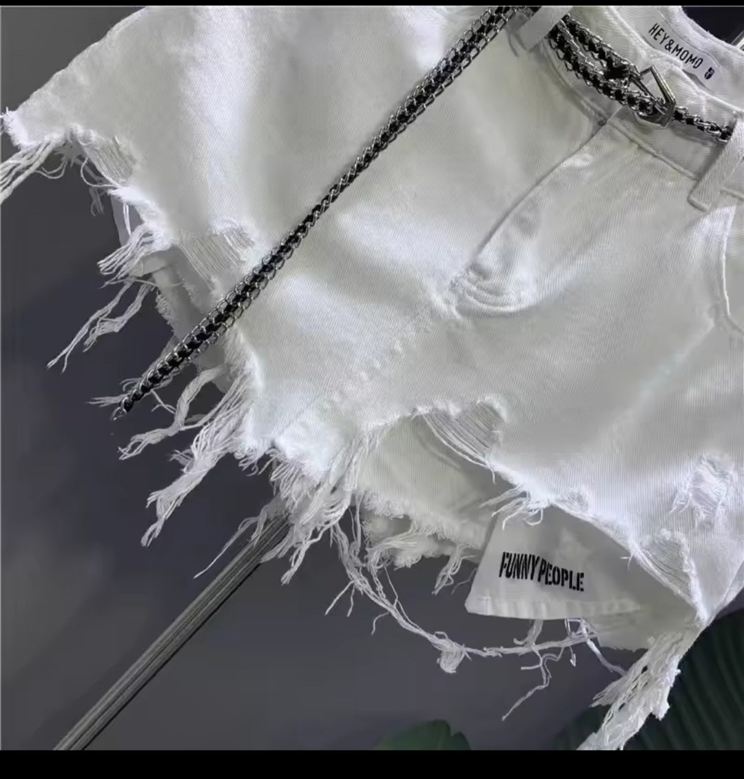 Korean Raw Irregular Denim Mini Skirt - GLITCH - BELLE
