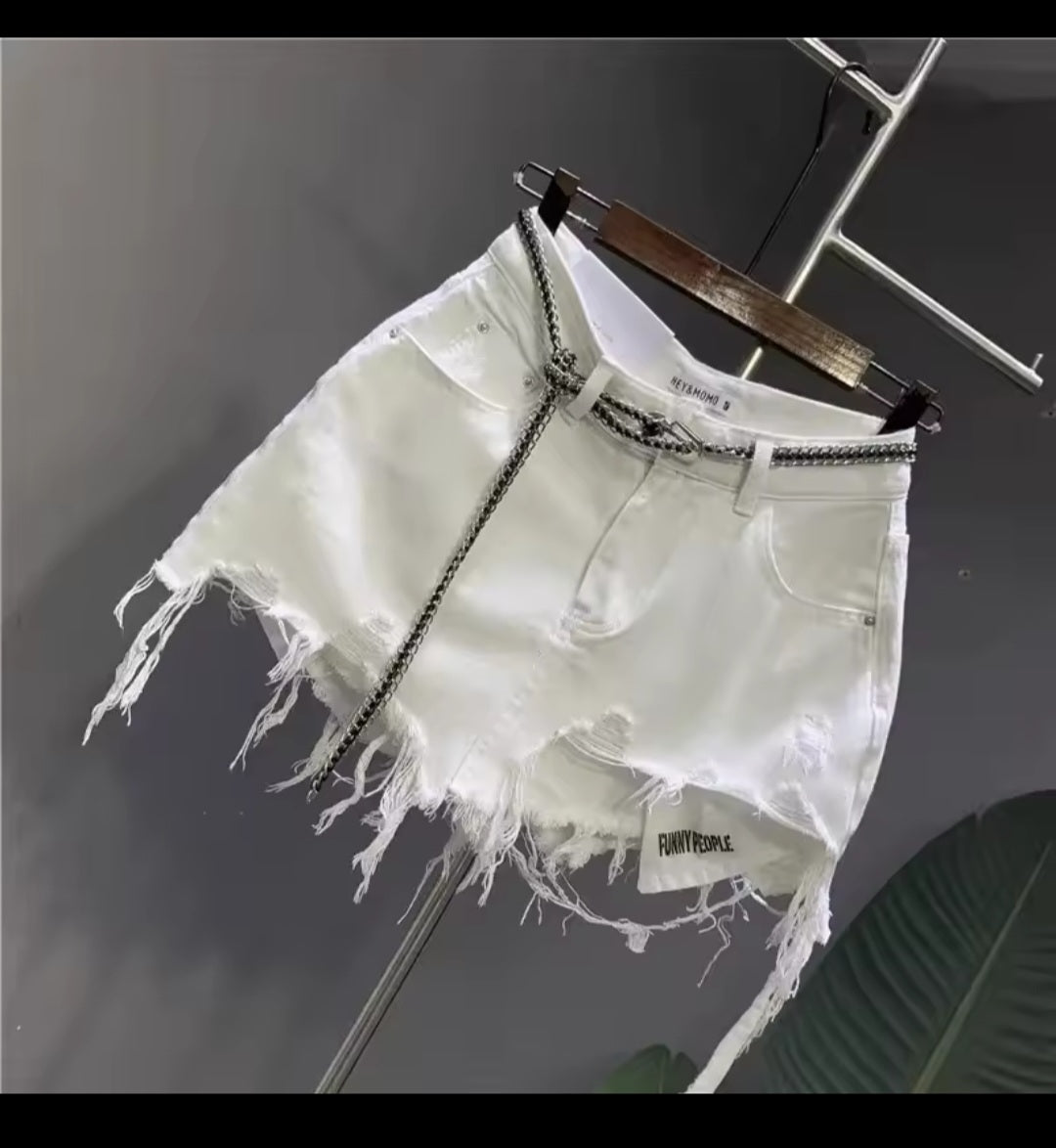 Korean Raw Irregular Denim Mini Skirt - GLITCH - BELLE