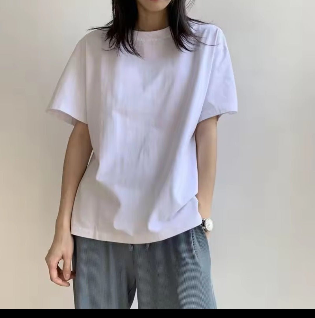 100% Cotton Crew Neck Basic T-Shirt - GLITCH - BELLE