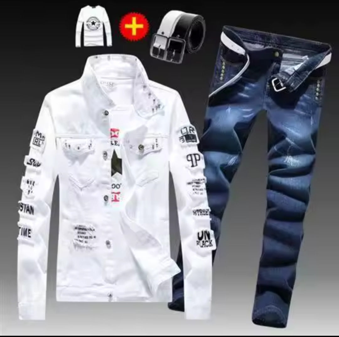 Men's Denim Jacket & Jeans Two-Piece Set | Spring Autumn Fashion Suit