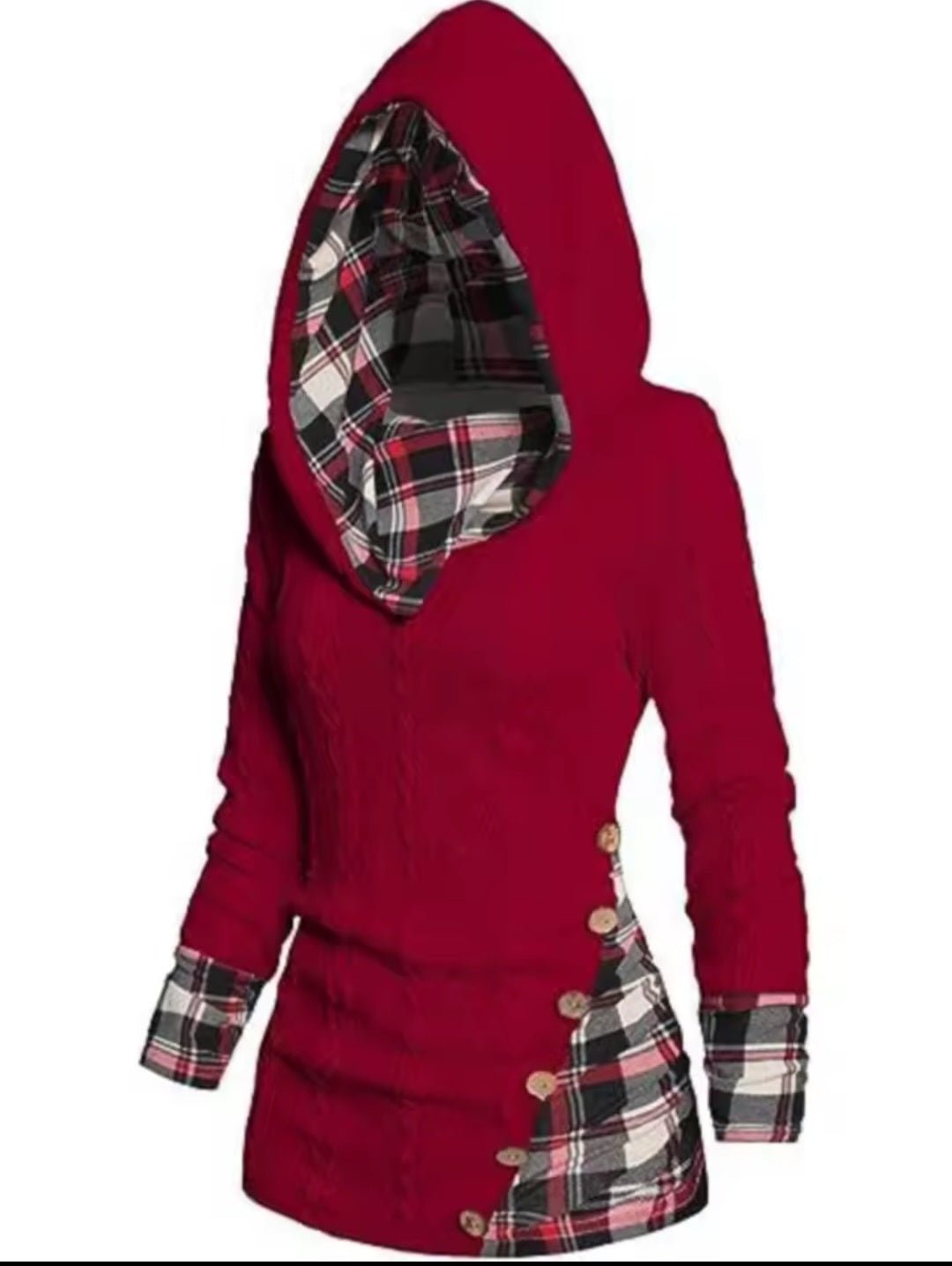 Twisted Cable Knit Plaid Hooded Pullover Sweater – Women's Casual Long Sleeve Top - GLITCH - BELLE
