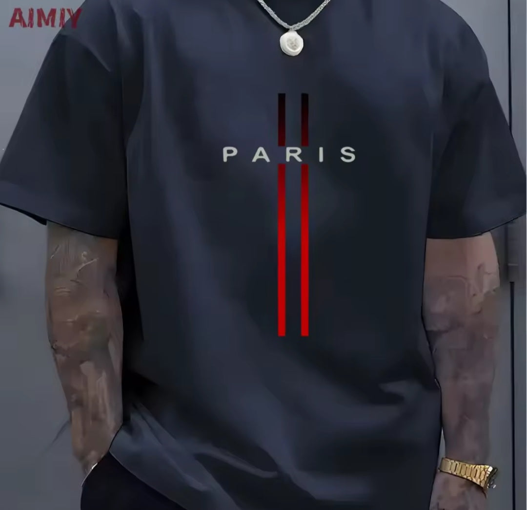 PARIS Stripe Oversized Tee